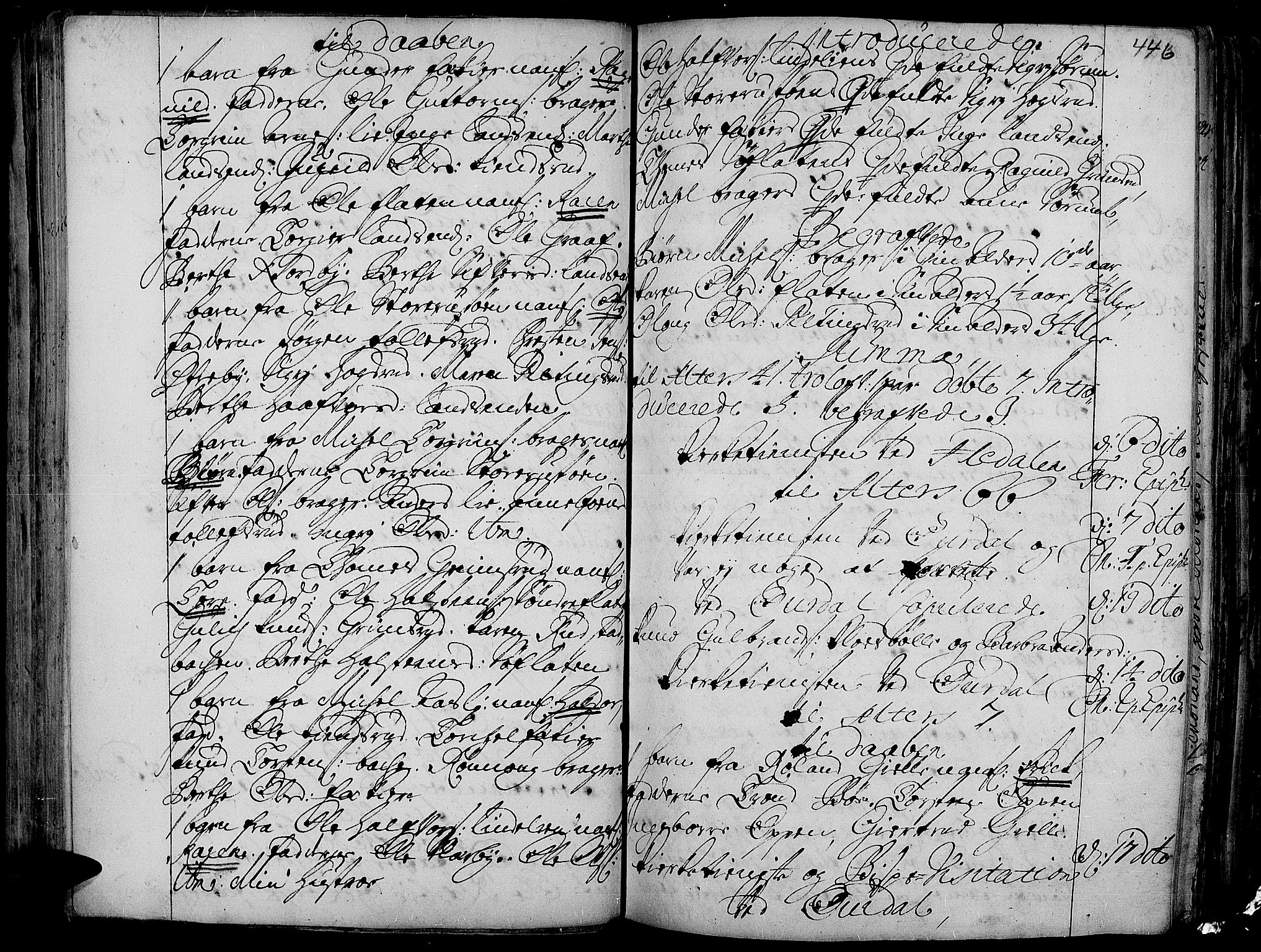 Aurdal prestekontor, SAH/PREST-126/H/Ha/Haa/L0001: Parish register (official) no. 1-3, 1692-1730, p. 446