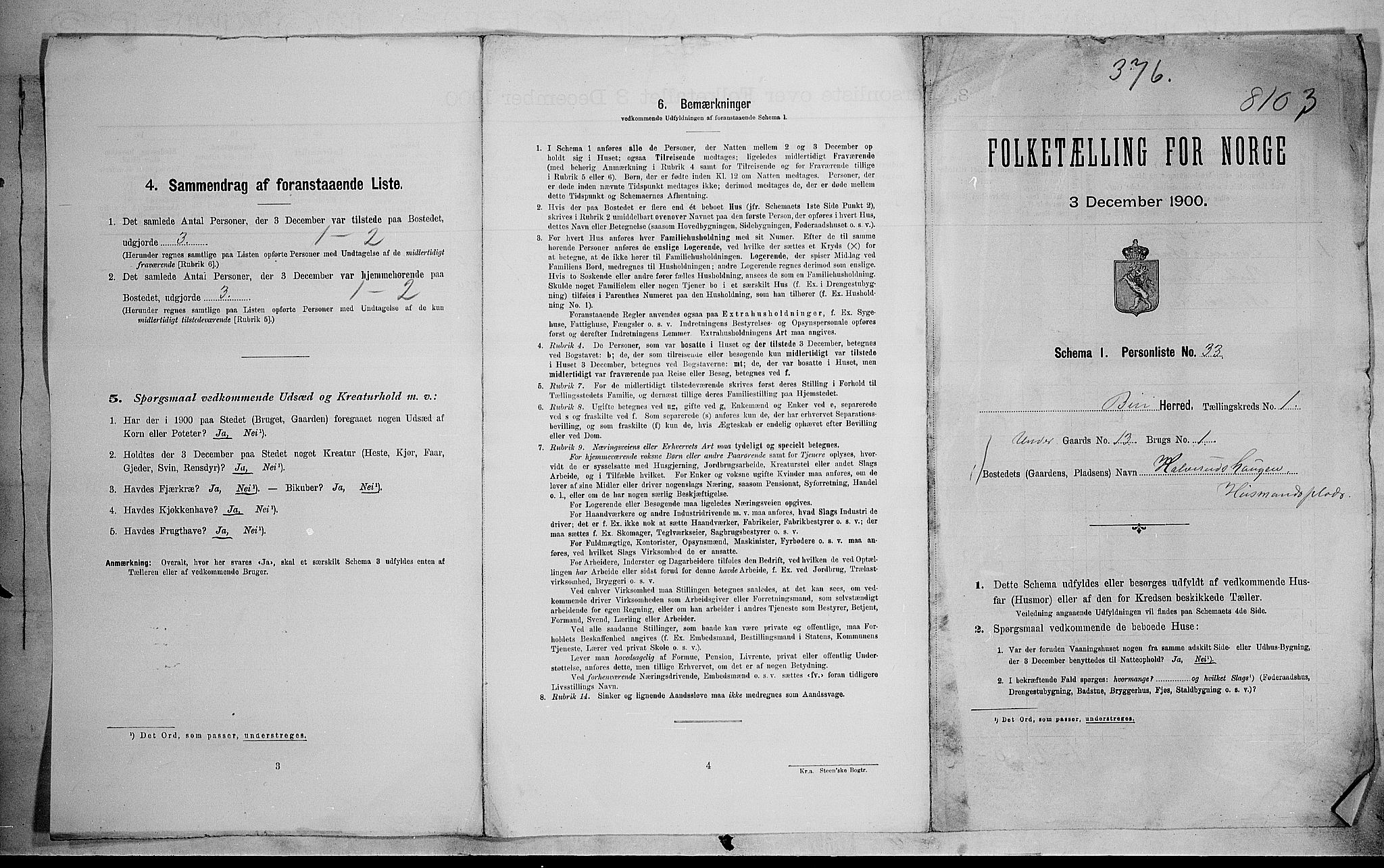 SAH, 1900 census for Biri, 1900, p. 54