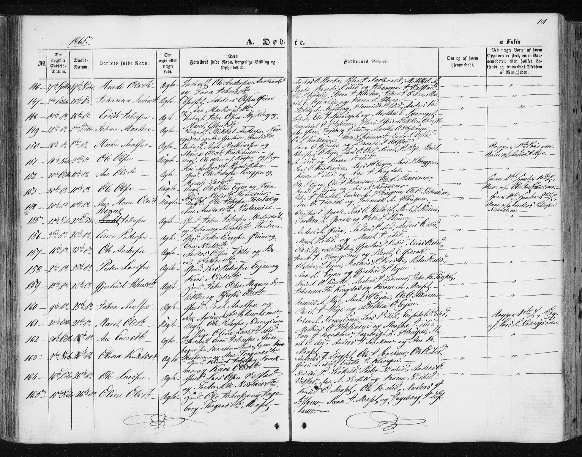 Ministerialprotokoller, klokkerbøker og fødselsregistre - Sør-Trøndelag, SAT/A-1456/668/L0806: Parish register (official) no. 668A06, 1854-1869, p. 101