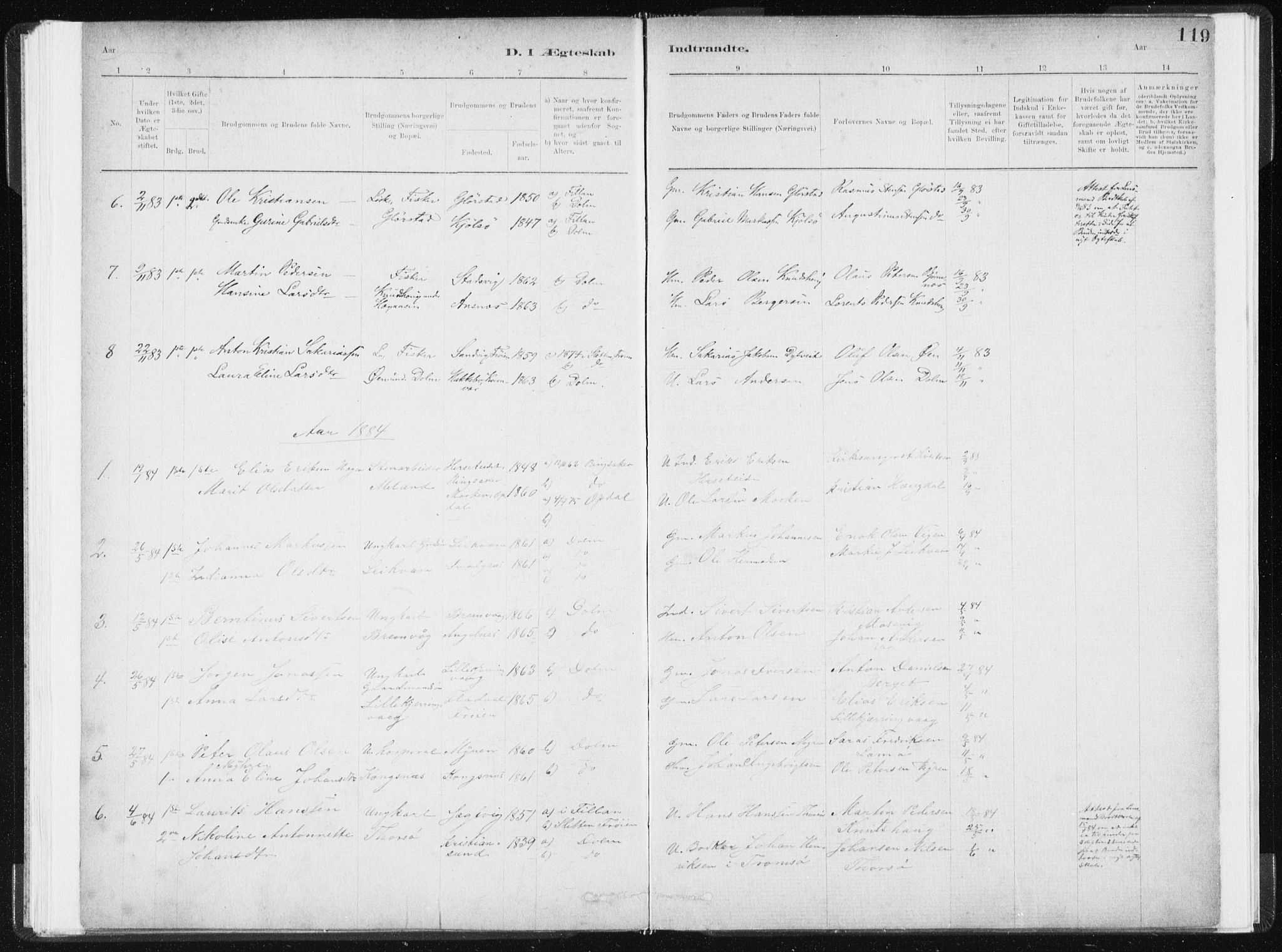Ministerialprotokoller, klokkerbøker og fødselsregistre - Sør-Trøndelag, SAT/A-1456/634/L0533: Parish register (official) no. 634A09, 1882-1901, p. 119