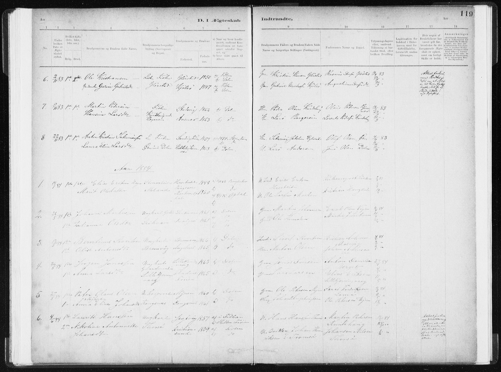 Ministerialprotokoller, klokkerbøker og fødselsregistre - Sør-Trøndelag, AV/SAT-A-1456/634/L0533: Parish register (official) no. 634A09, 1882-1901, p. 119