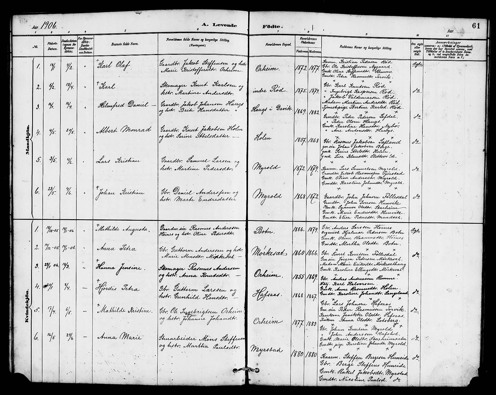 Eid sokneprestembete, AV/SAB-A-82301/H/Hab/Habc/L0002: Parish register (copy) no. C 2, 1887-1906, p. 61