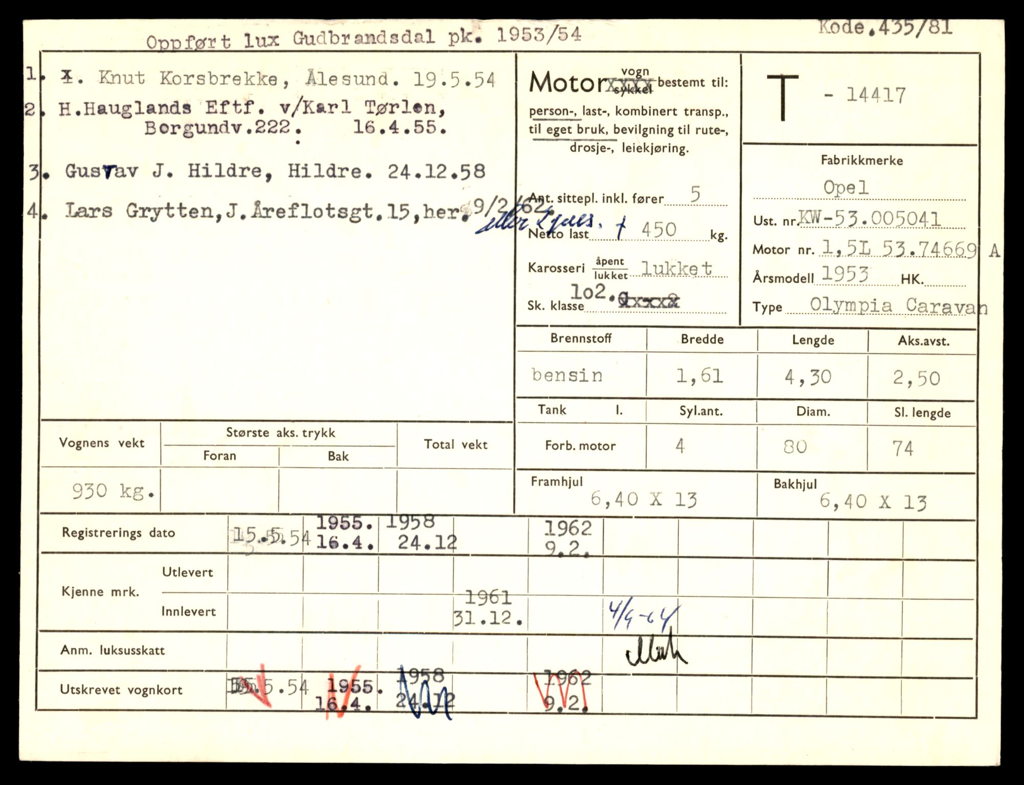 Møre og Romsdal vegkontor - Ålesund trafikkstasjon, AV/SAT-A-4099/F/Fe/L0045: Registreringskort for kjøretøy T 14320 - T 14444, 1927-1998, p. 2459