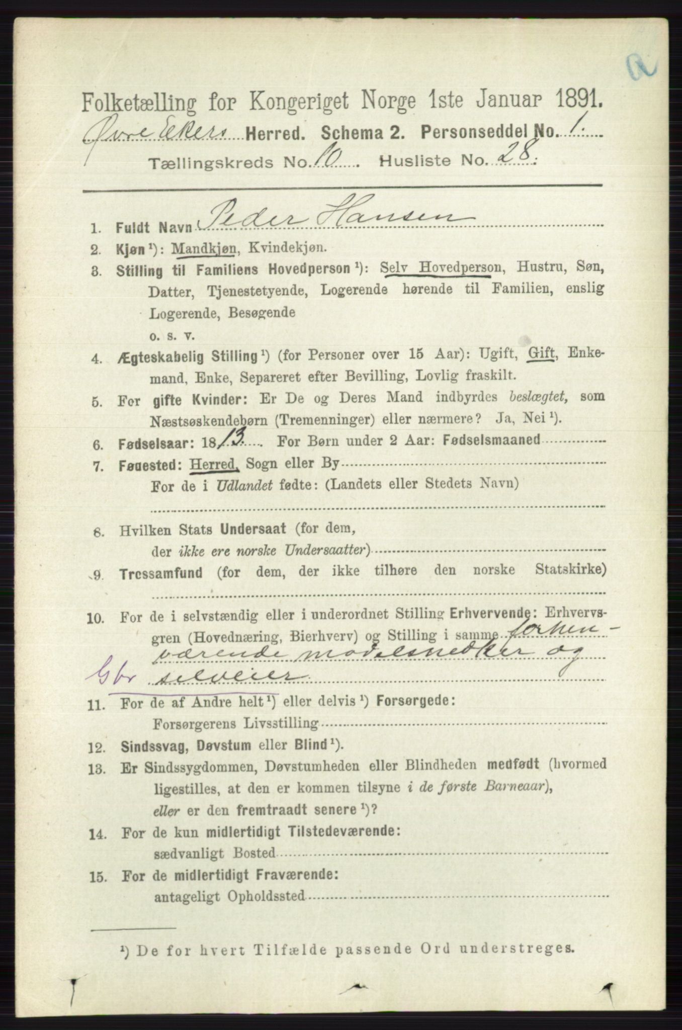 RA, 1891 census for 0624 Øvre Eiker, 1891, p. 4201