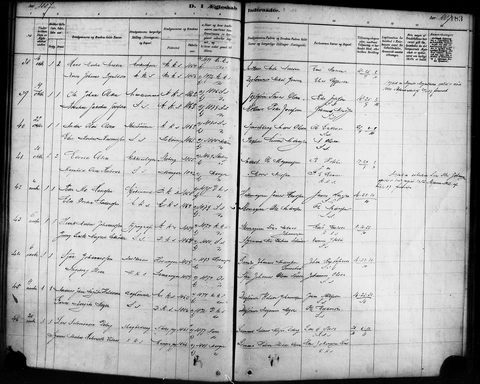 Sandviken Sokneprestembete, AV/SAB-A-77601/H/Ha/L0002: Parish register (official) no. A 2, 1878-1896, p. 183