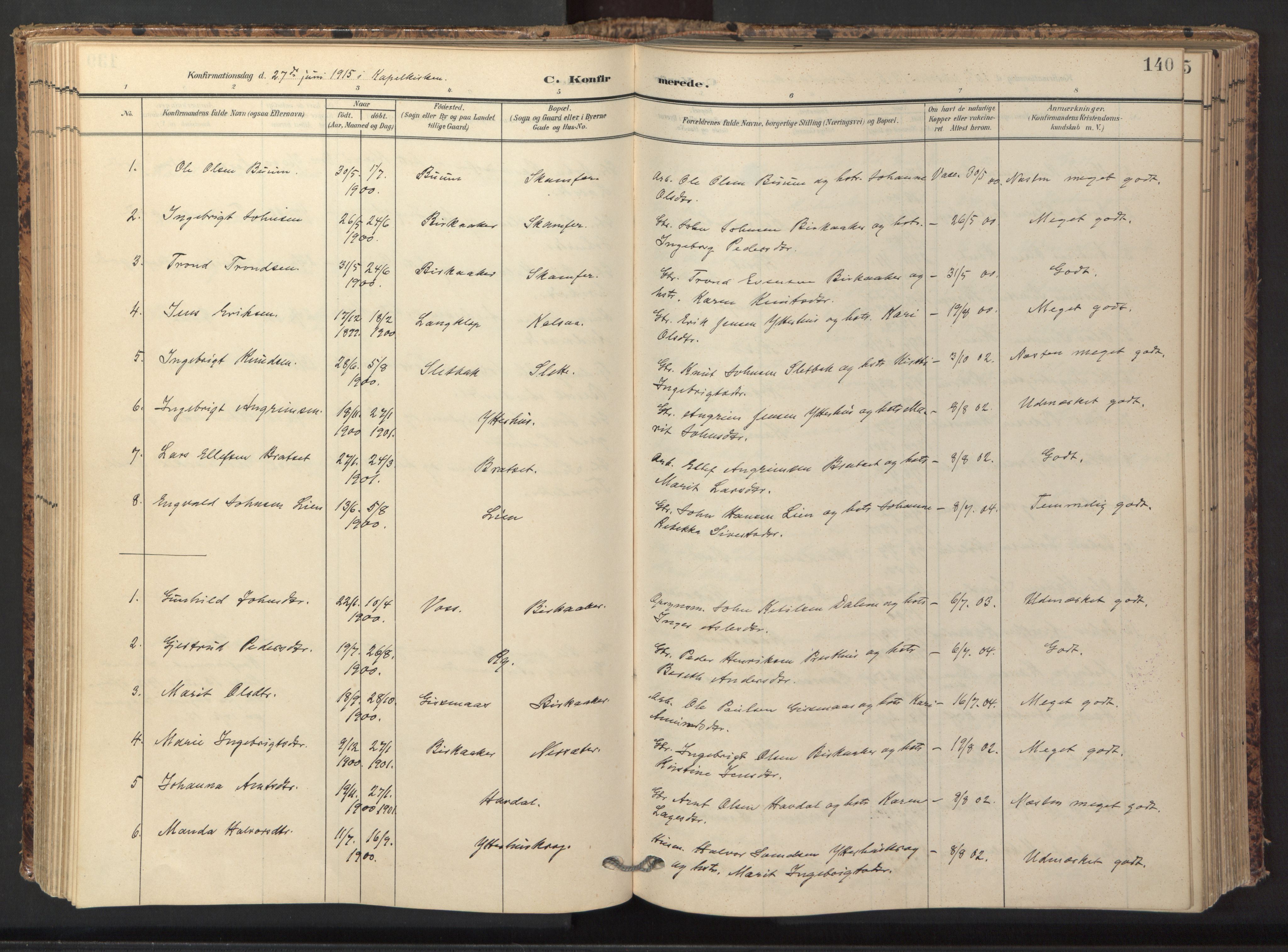 Ministerialprotokoller, klokkerbøker og fødselsregistre - Sør-Trøndelag, SAT/A-1456/674/L0873: Parish register (official) no. 674A05, 1908-1923, p. 140