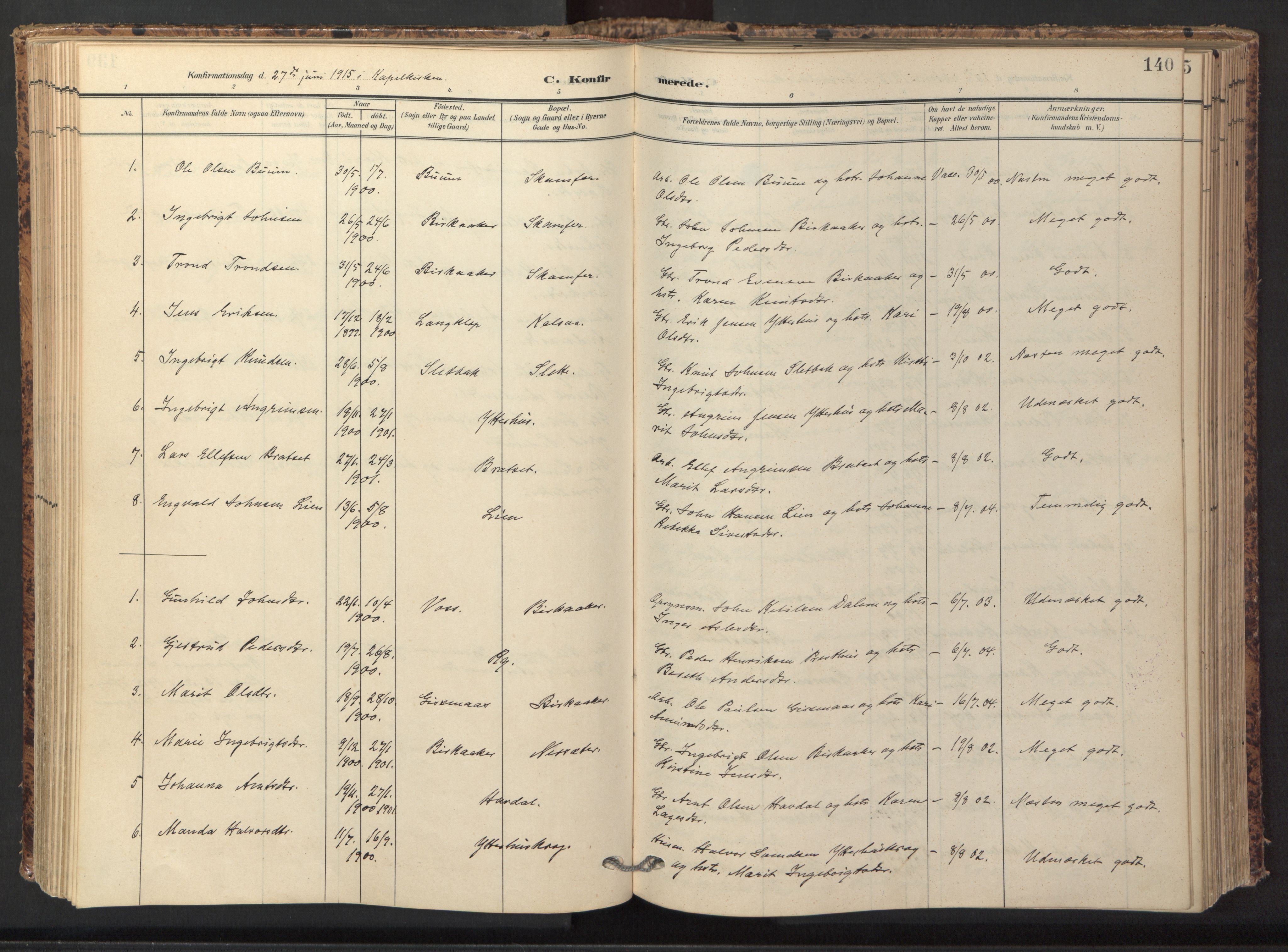 Ministerialprotokoller, klokkerbøker og fødselsregistre - Sør-Trøndelag, AV/SAT-A-1456/674/L0873: Parish register (official) no. 674A05, 1908-1923, p. 140