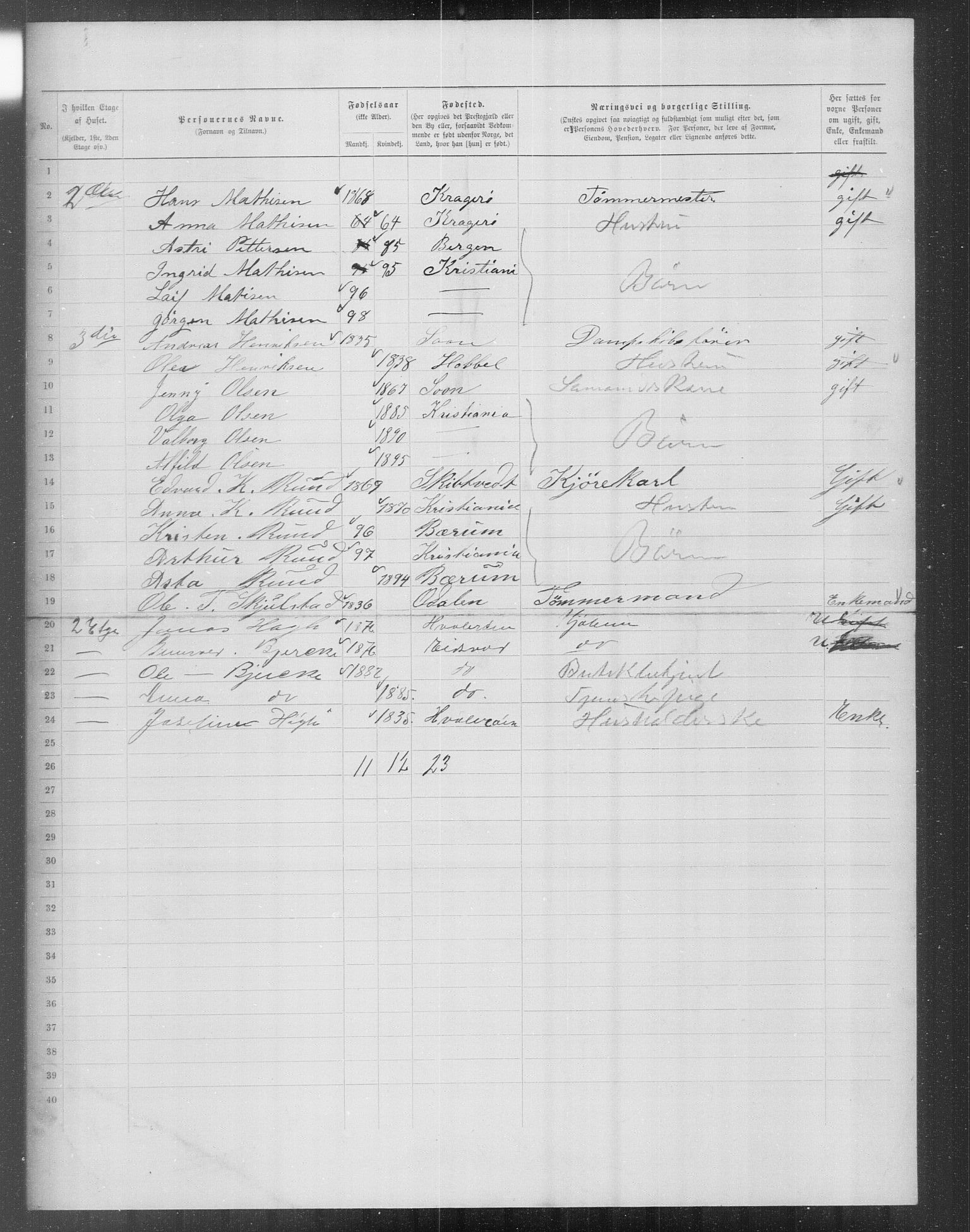 OBA, Municipal Census 1899 for Kristiania, 1899, p. 13507