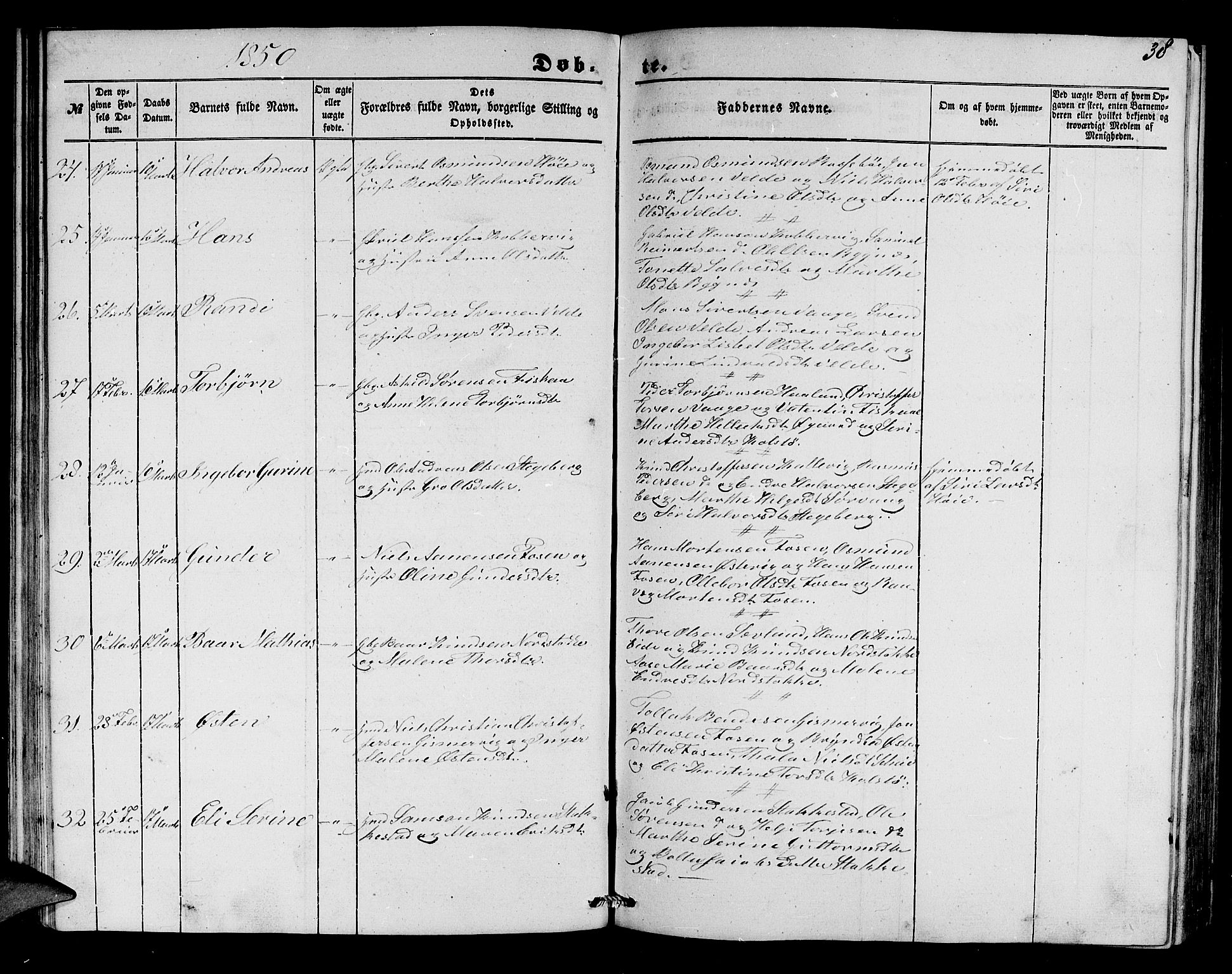 Avaldsnes sokneprestkontor, AV/SAST-A -101851/H/Ha/Hab/L0002: Parish register (copy) no. B 2, 1848-1856, p. 38