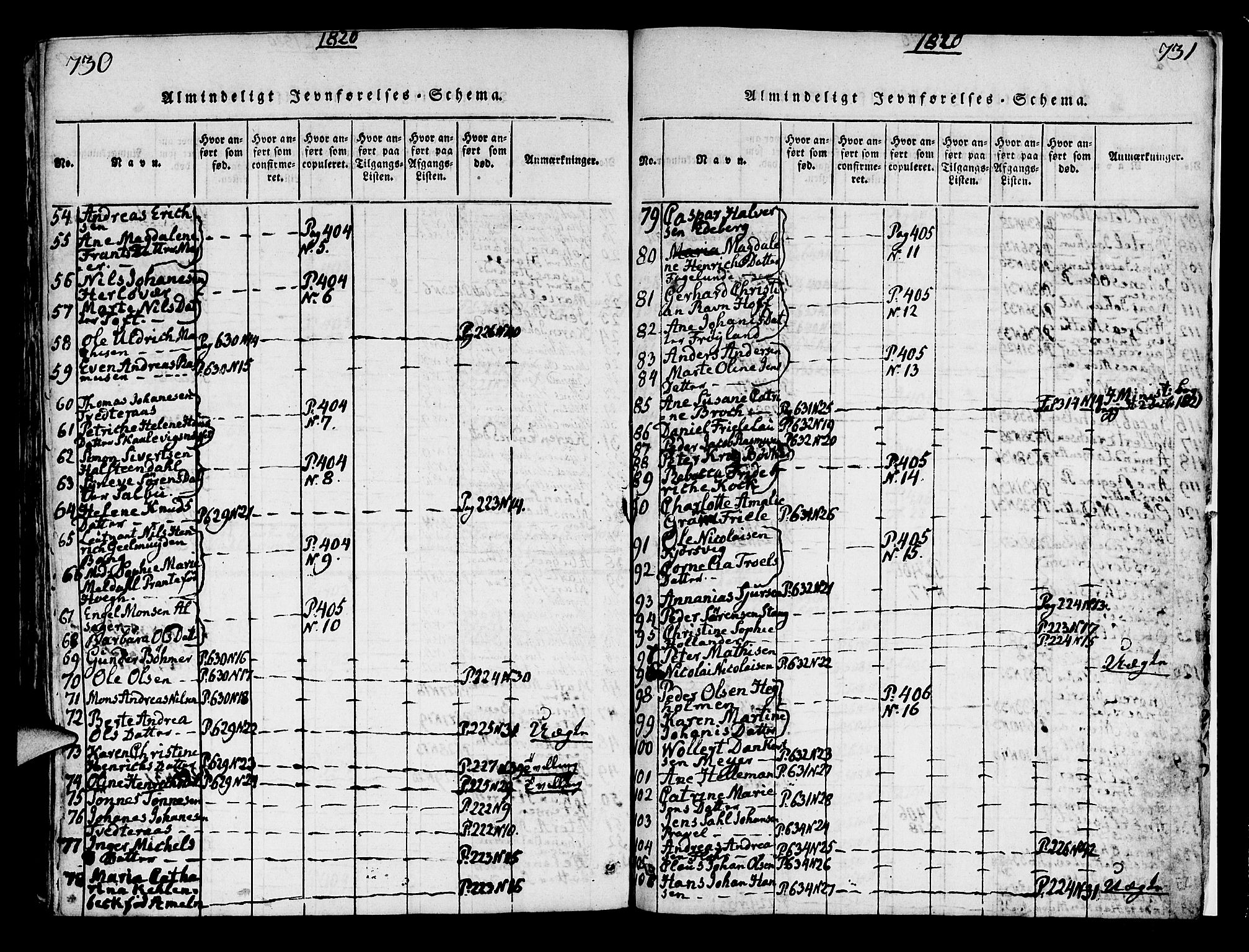 Korskirken sokneprestembete, AV/SAB-A-76101/H/Hab: Parish register (copy) no. A 1b, 1815-1821, p. 730-731