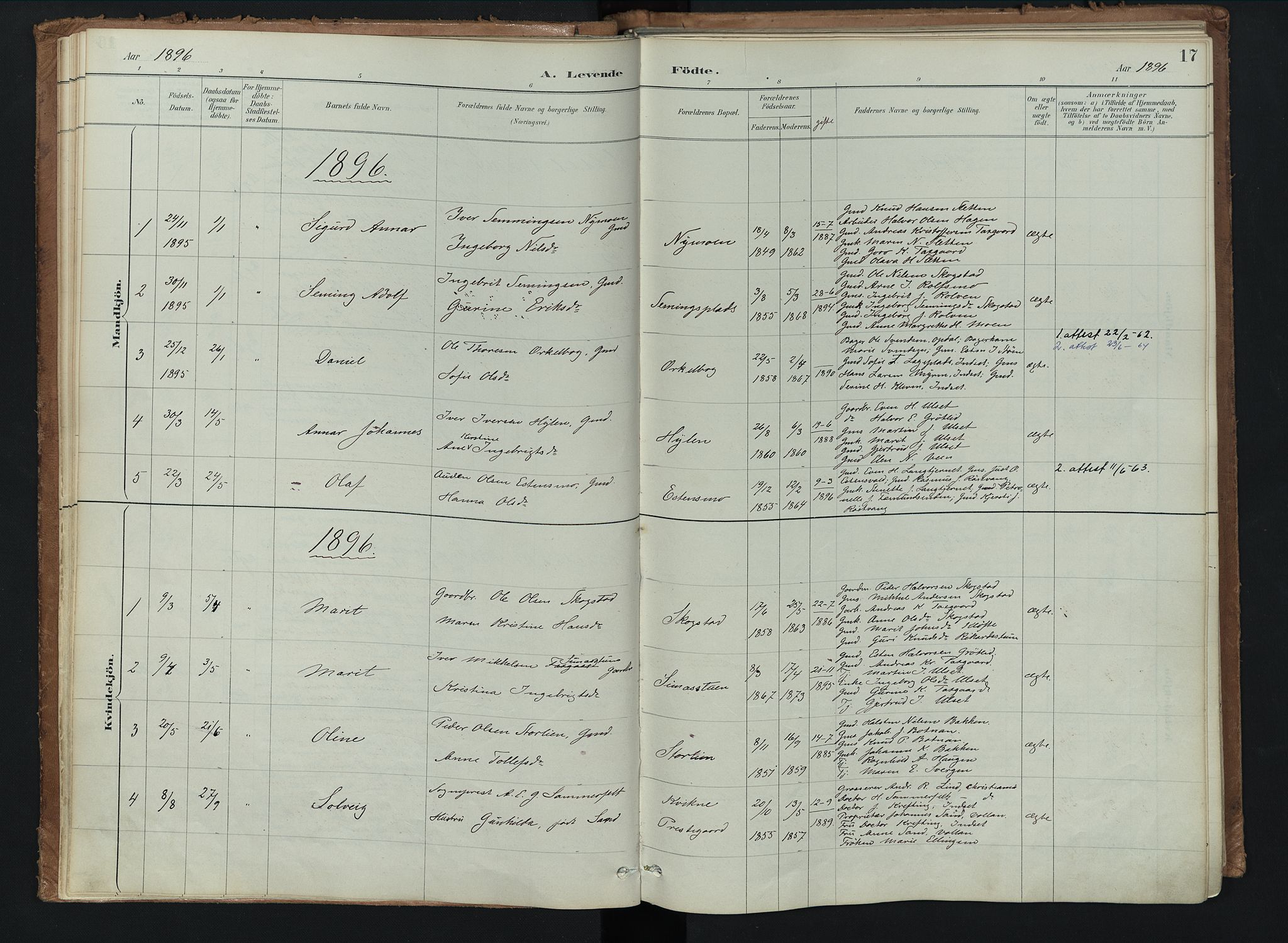 Kvikne prestekontor, AV/SAH-PREST-064/H/Ha/Haa/L0008: Parish register (official) no. 8, 1887-1911, p. 17