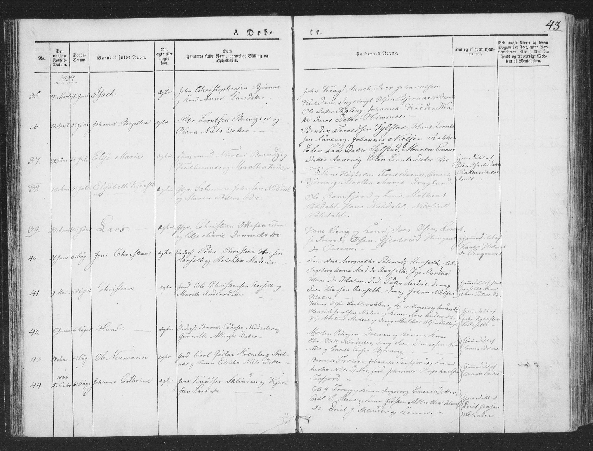 Ministerialprotokoller, klokkerbøker og fødselsregistre - Nord-Trøndelag, AV/SAT-A-1458/780/L0639: Parish register (official) no. 780A04, 1830-1844, p. 43