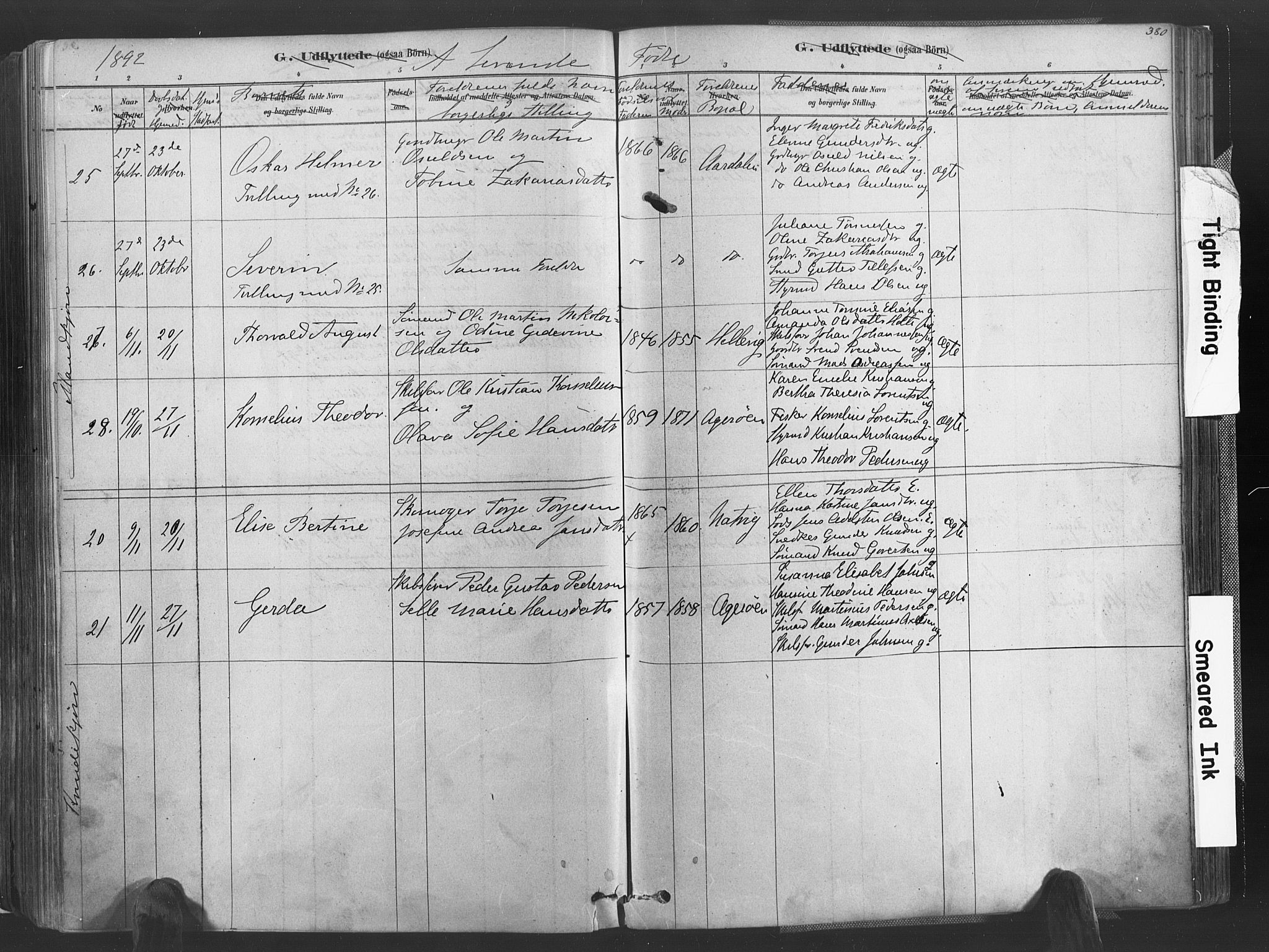 Høvåg sokneprestkontor, AV/SAK-1111-0025/F/Fa/L0005: Parish register (official) no. A 5, 1878-1893, p. 380