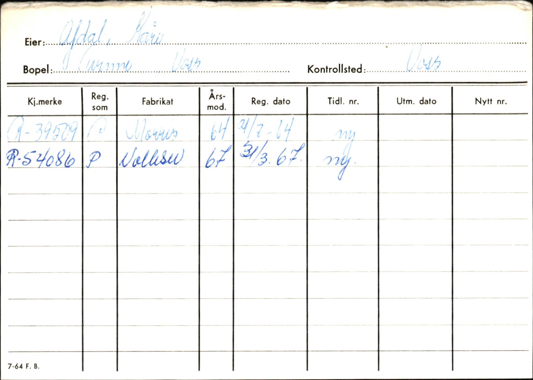 Statens vegvesen, Hordaland vegkontor, AV/SAB-A-5201/2/Ha/L0001: R-eierkort A, 1920-1971, p. 85