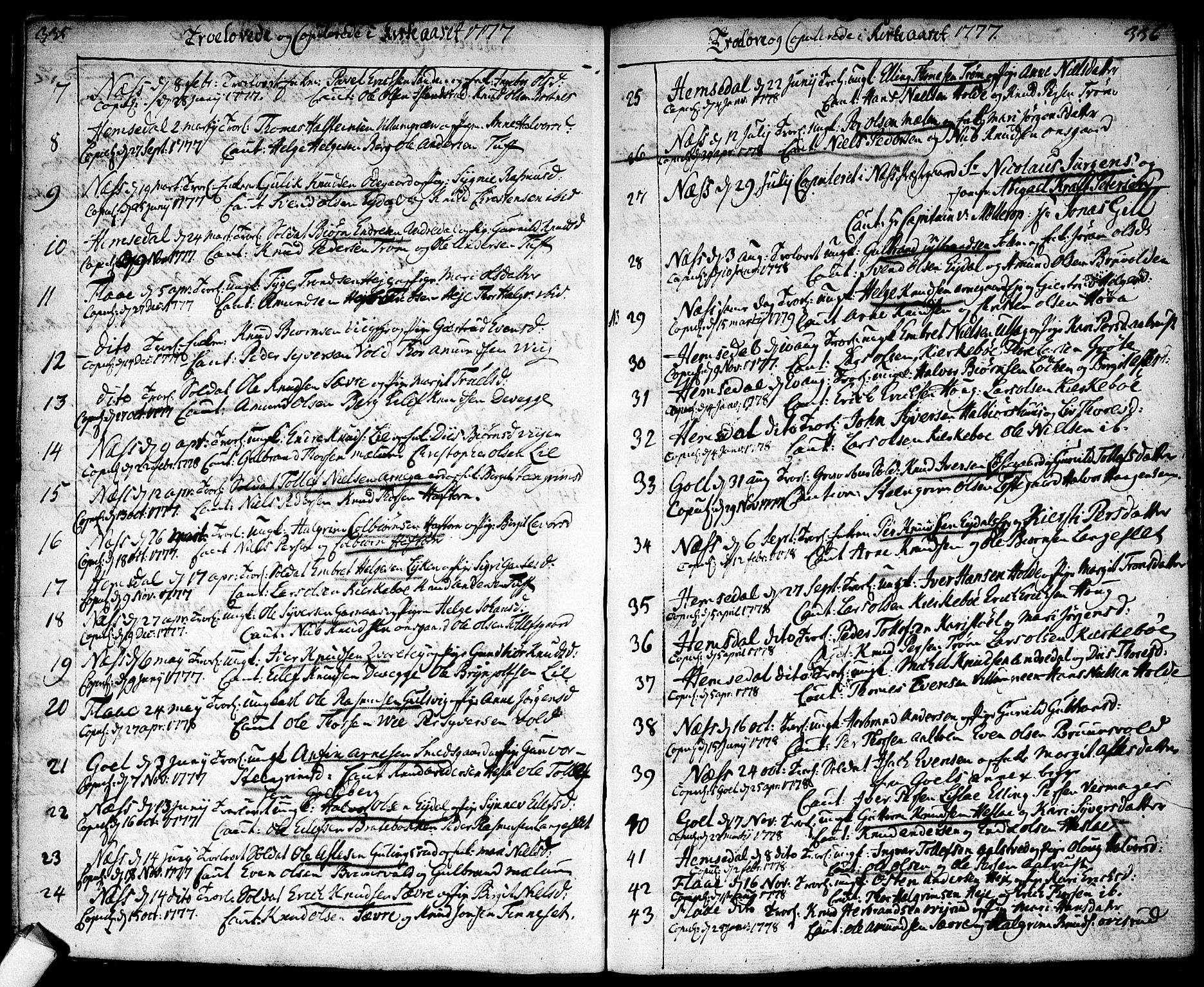 Nes kirkebøker, AV/SAKO-A-236/F/Fa/L0004: Parish register (official) no. 4, 1764-1786, p. 335-336