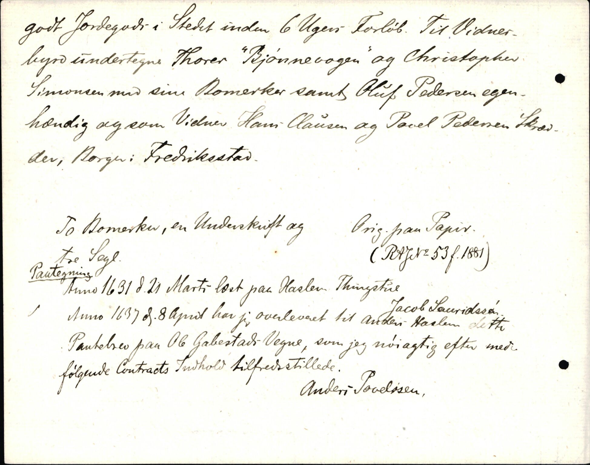 Riksarkivets diplomsamling, AV/RA-EA-5965/F35/F35d/L0003: Innlånte diplomer, seddelregister, 1621-1642, p. 264