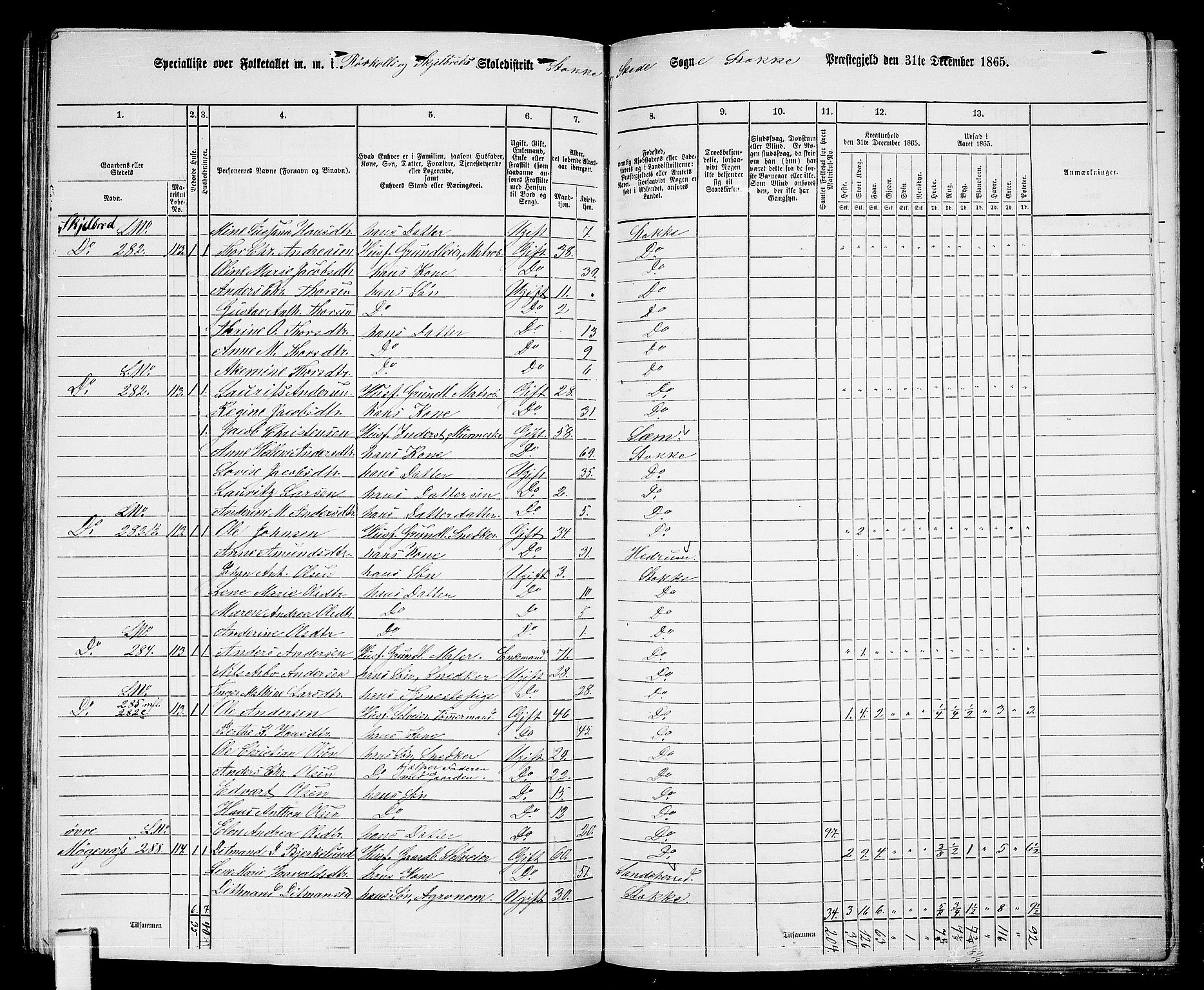 RA, 1865 census for Stokke, 1865, p. 123