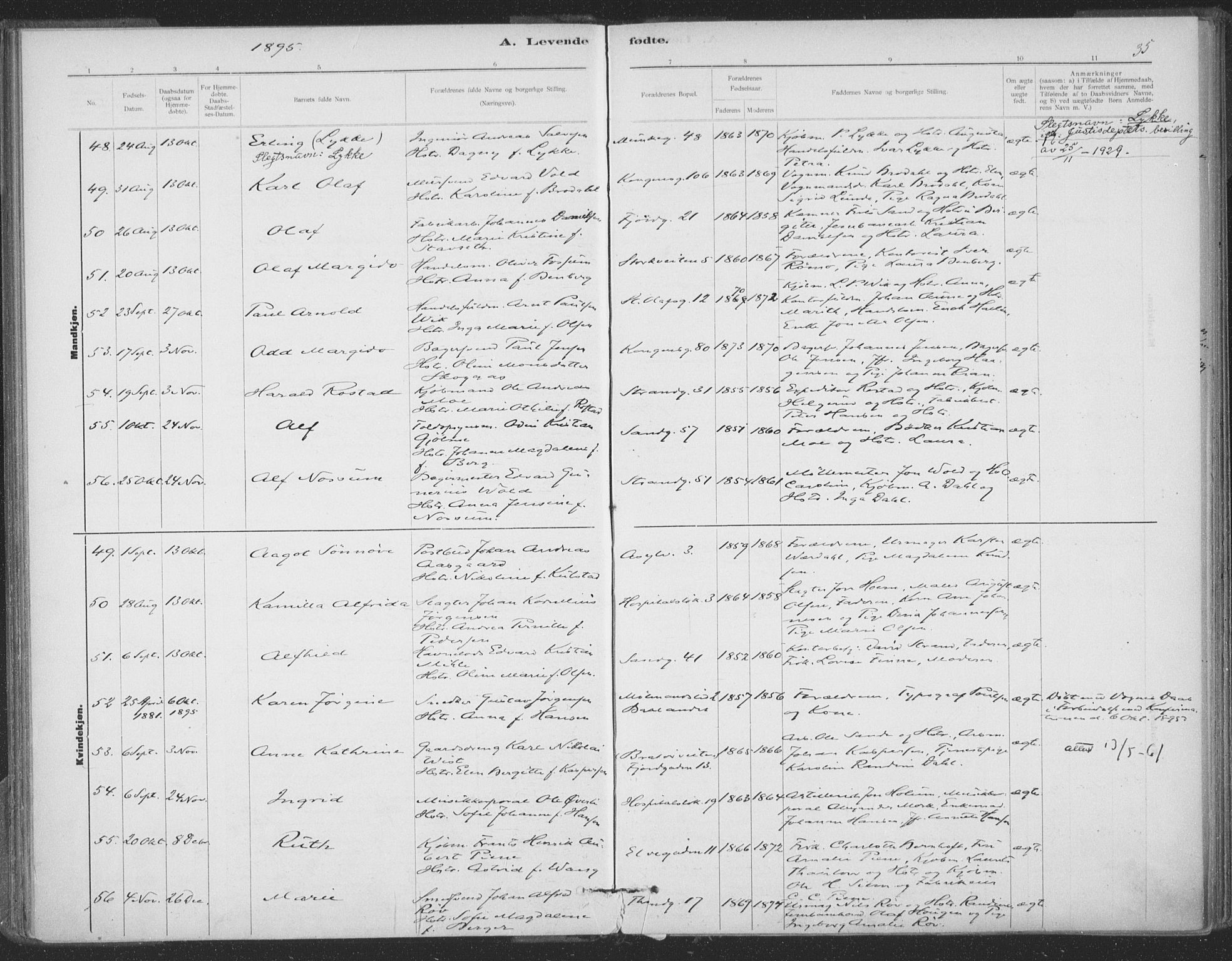 Ministerialprotokoller, klokkerbøker og fødselsregistre - Sør-Trøndelag, SAT/A-1456/602/L0122: Parish register (official) no. 602A20, 1892-1908, p. 35