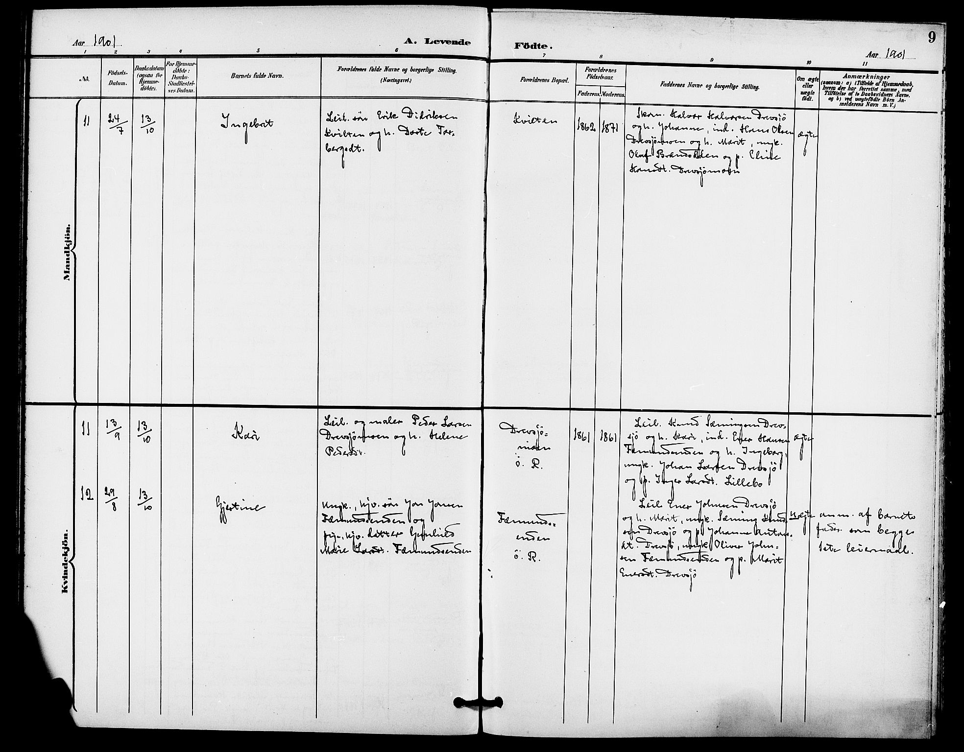 Rendalen prestekontor, SAH/PREST-054/H/Ha/Haa/L0008: Parish register (official) no. 8, 1898-1910, p. 9
