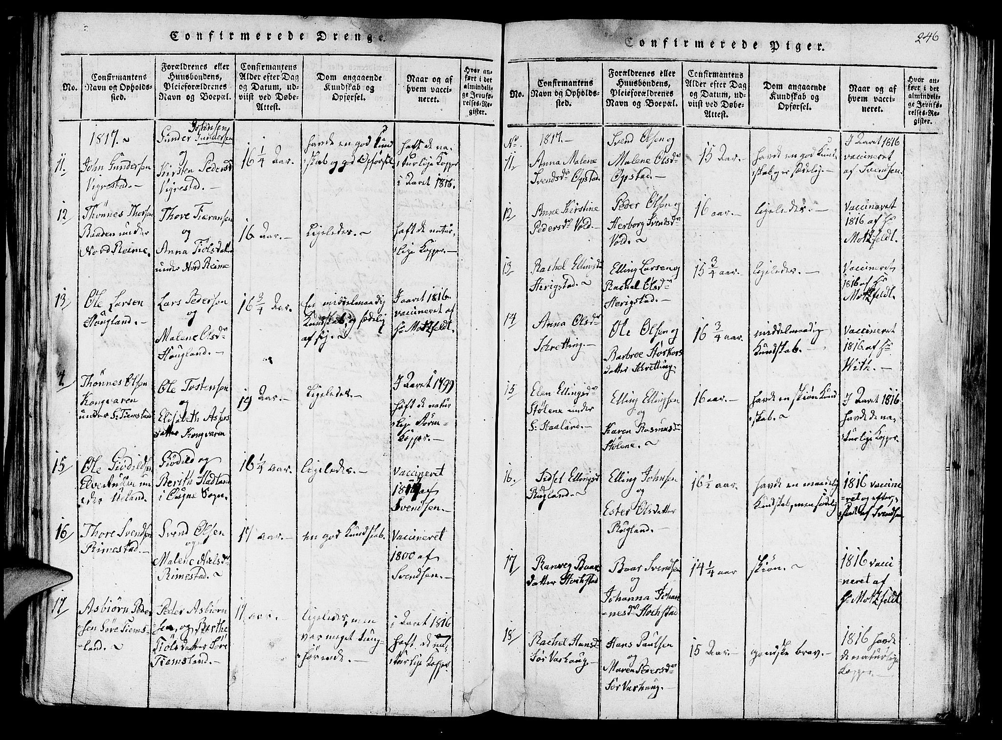 Hå sokneprestkontor, AV/SAST-A-101801/001/30BA/L0003: Parish register (official) no. A 3, 1815-1825, p. 246