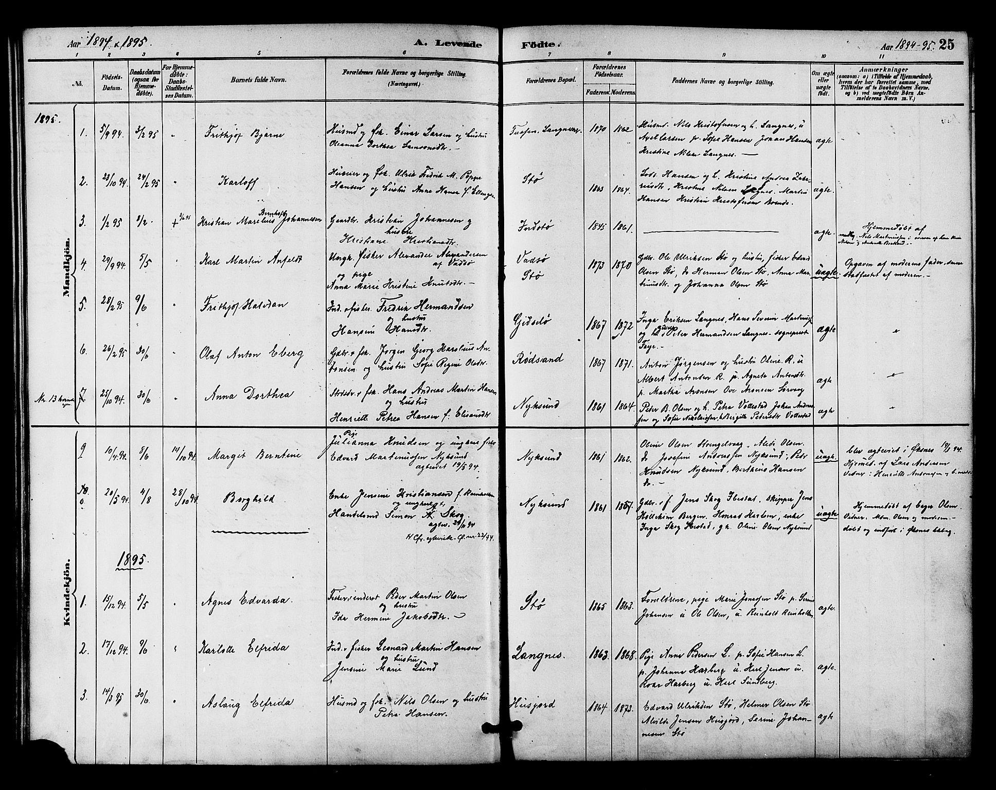 Ministerialprotokoller, klokkerbøker og fødselsregistre - Nordland, AV/SAT-A-1459/894/L1355: Parish register (official) no. 894A01, 1885-1896, p. 25