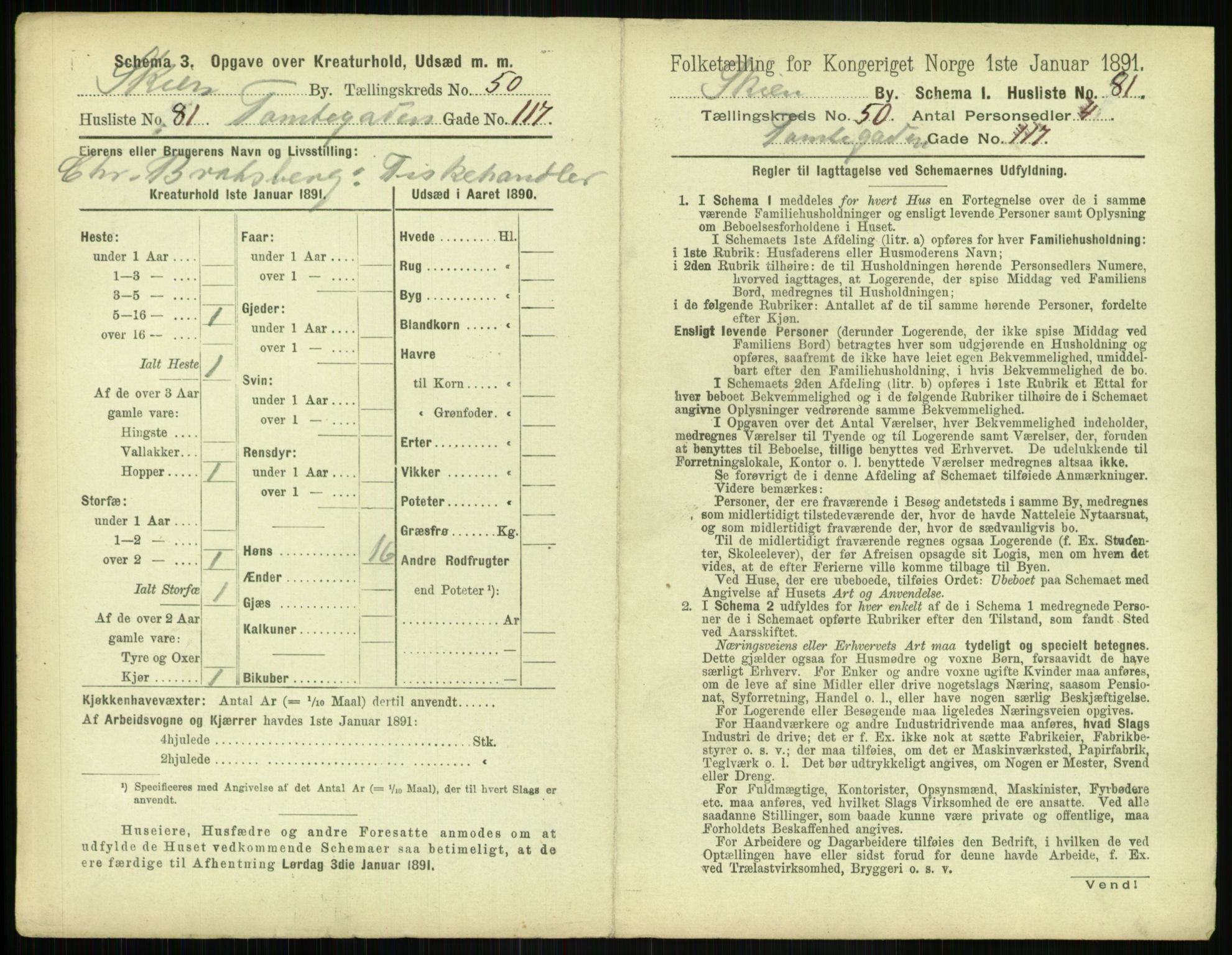 RA, 1891 census for 0806 Skien, 1891, p. 2140