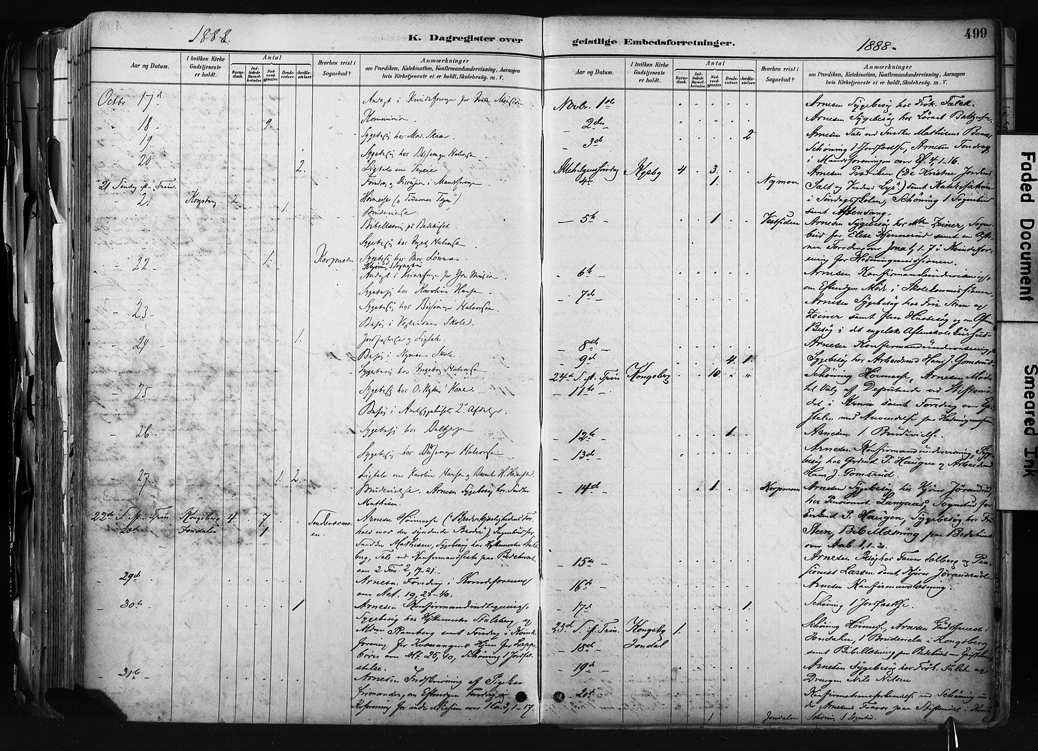 Kongsberg kirkebøker, AV/SAKO-A-22/F/Fb/L0002: Parish register (official) no. II 2, 1886-1896, p. 499