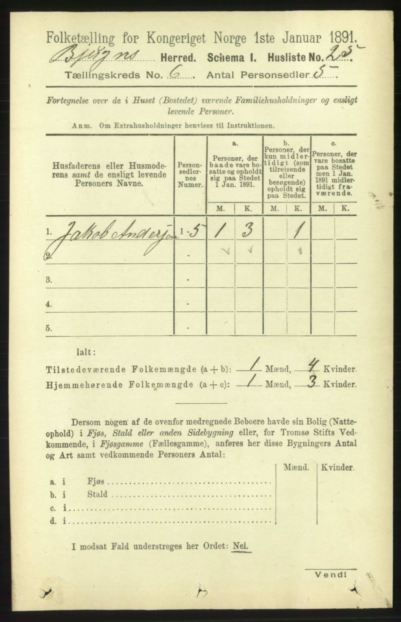 RA, 1891 census for 1627 Bjugn, 1891, p. 1630