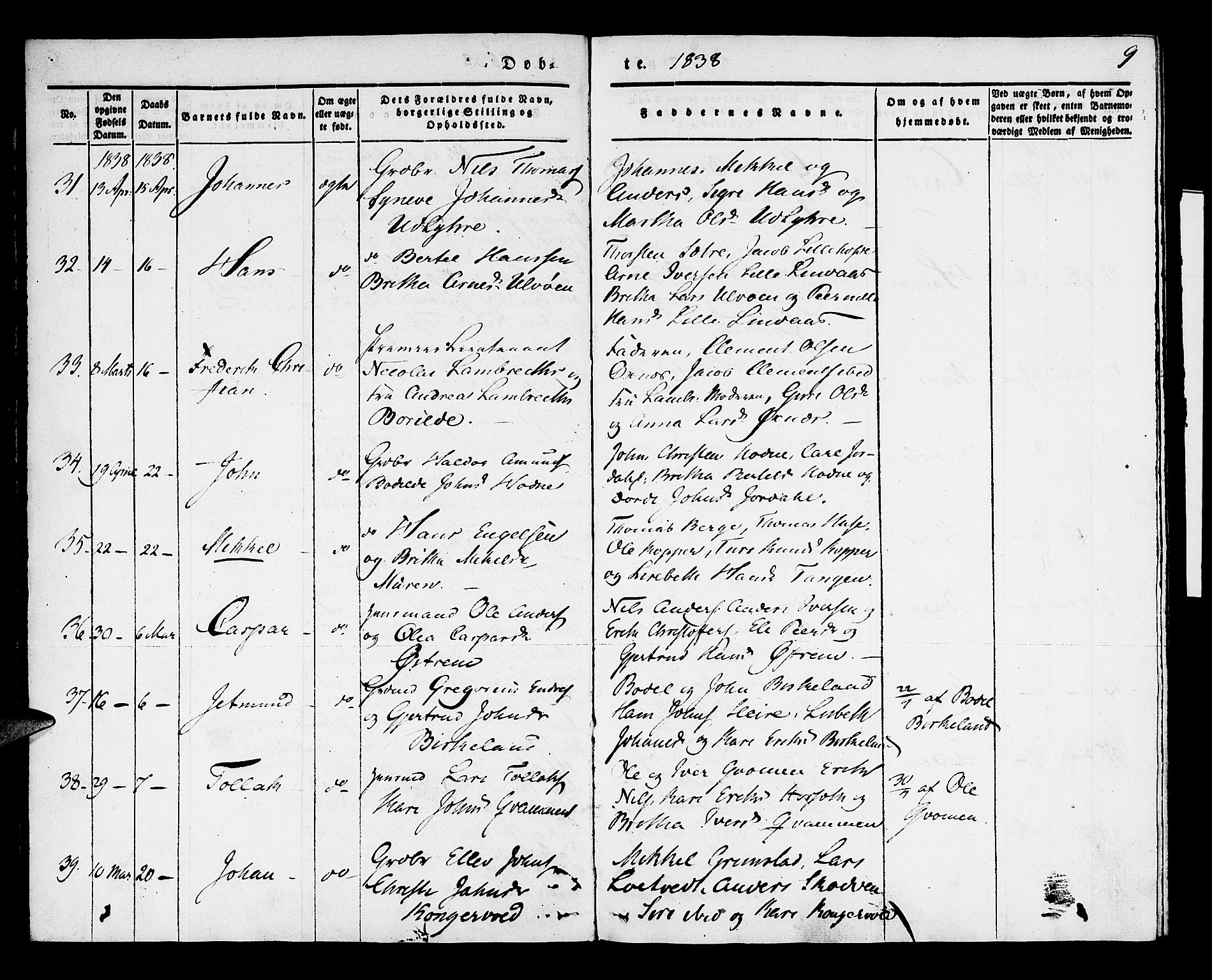 Lindås Sokneprestembete, SAB/A-76701/H/Haa: Parish register (official) no. A 9, 1835-1841, p. 9