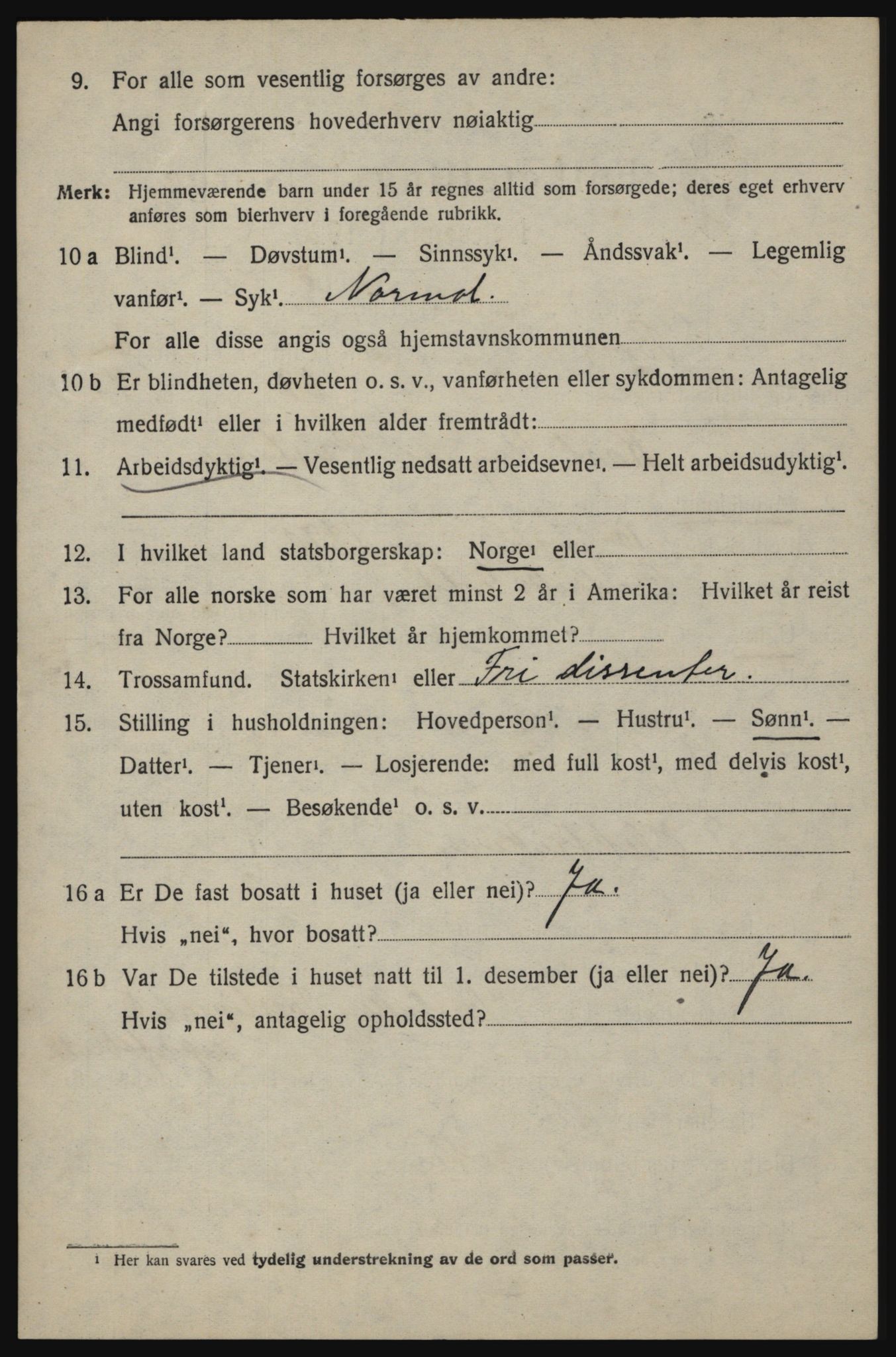 SAO, 1920 census for Berg, 1920, p. 9586