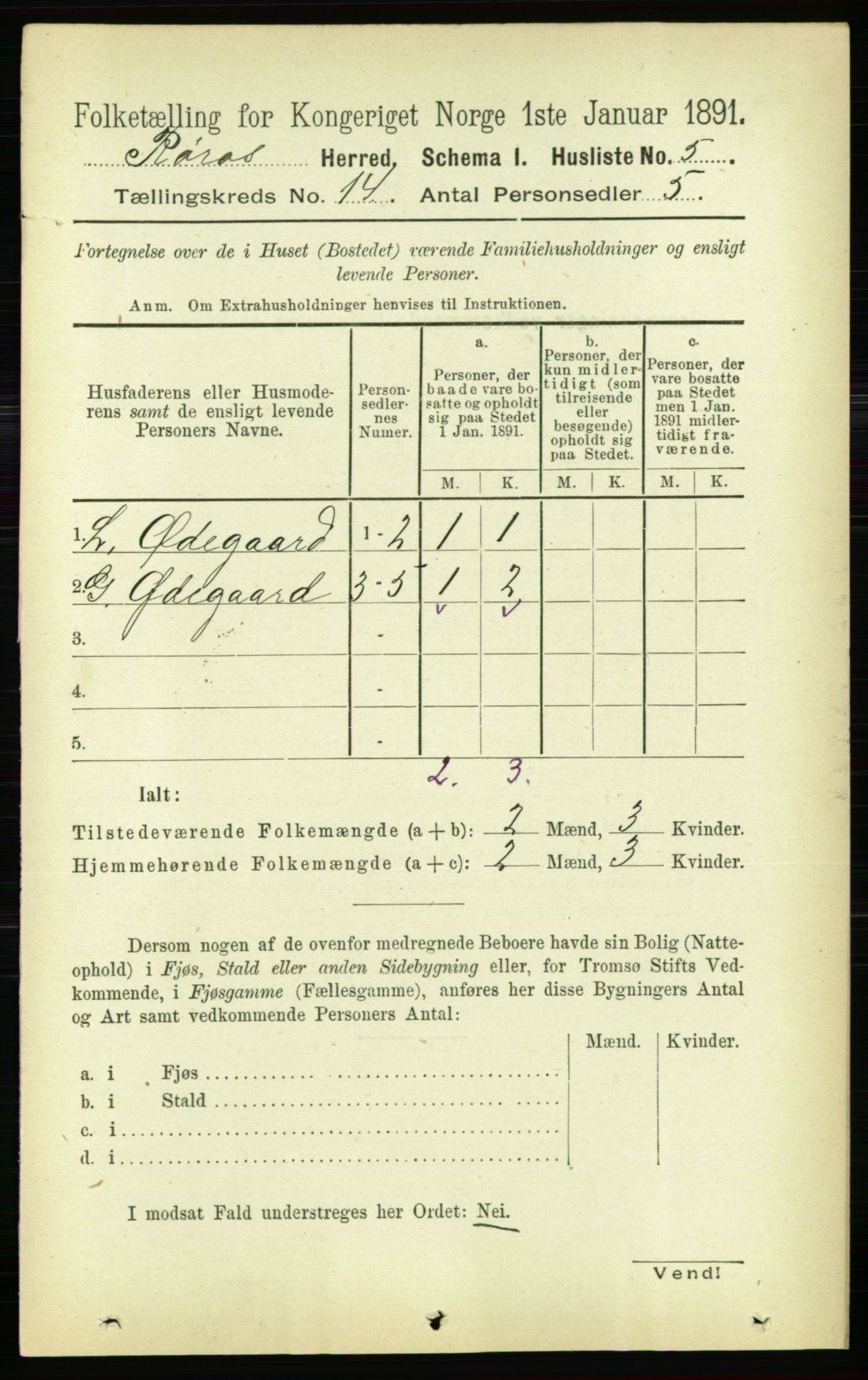 RA, 1891 census for 1640 Røros, 1891, p. 2807