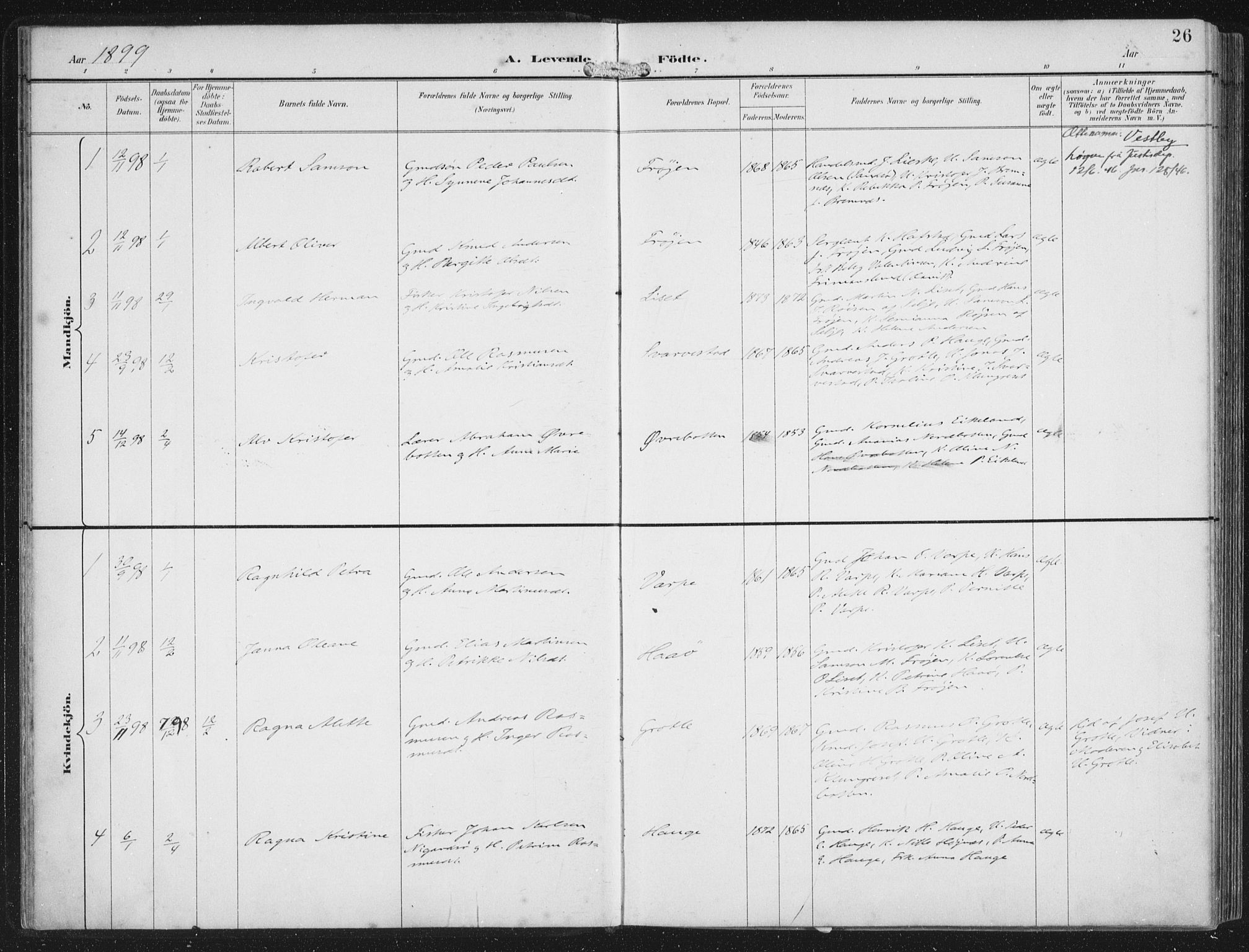 Bremanger sokneprestembete, SAB/A-82201/H/Haa/Haab/L0002: Parish register (official) no. B  2, 1896-1908, p. 26