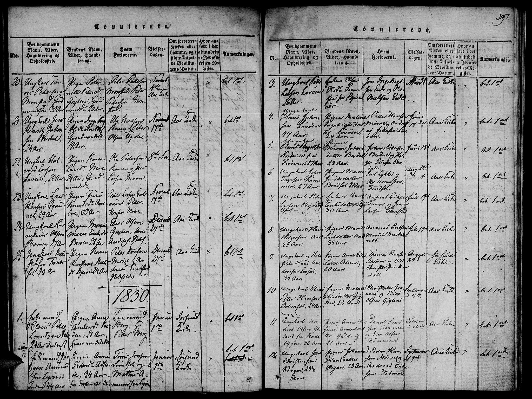 Ministerialprotokoller, klokkerbøker og fødselsregistre - Sør-Trøndelag, SAT/A-1456/655/L0675: Parish register (official) no. 655A04, 1818-1830, p. 197