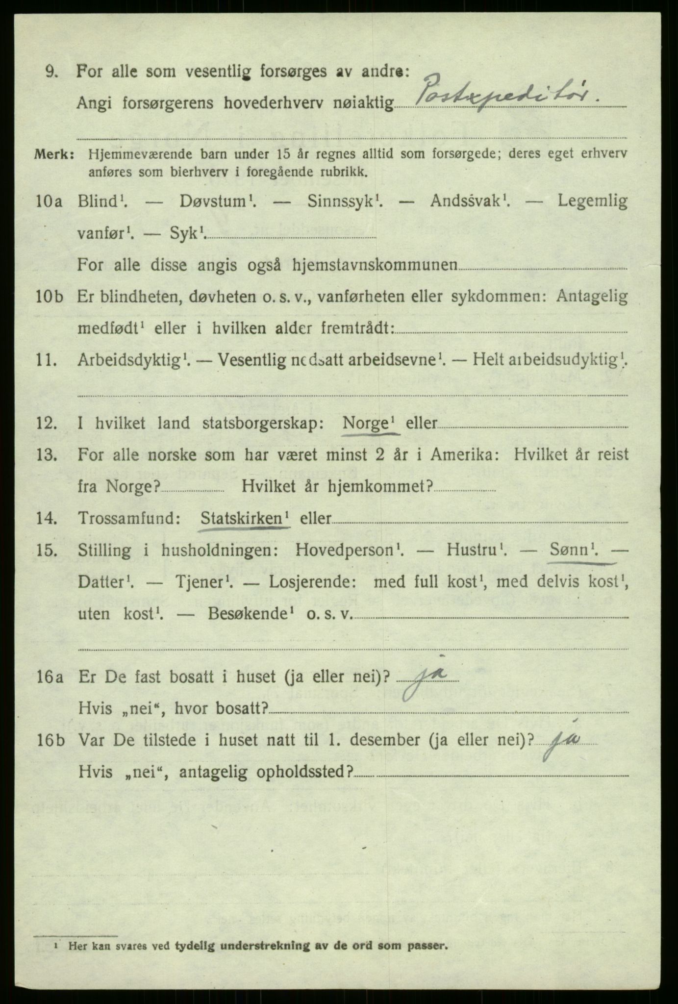 SAB, 1920 census for Aurland, 1920, p. 1831