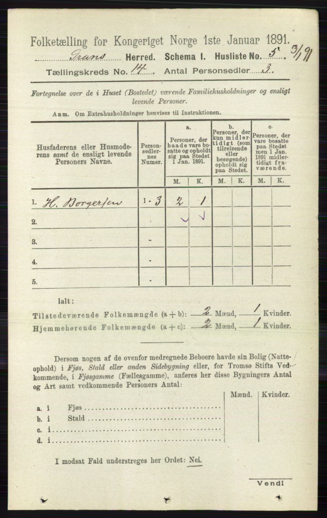 RA, 1891 census for 0534 Gran, 1891, p. 6883