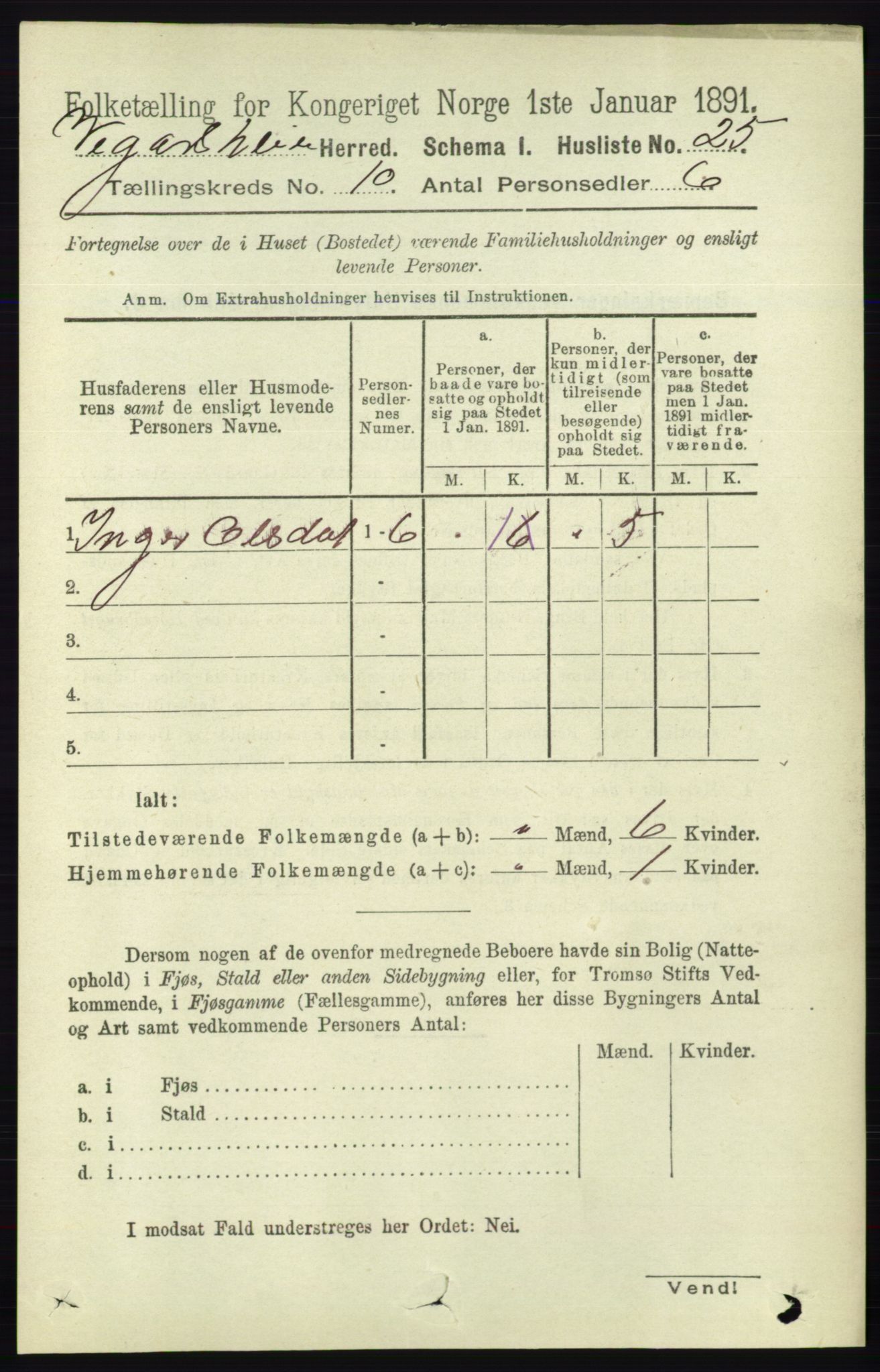 RA, 1891 census for 0912 Vegårshei, 1891, p. 1903