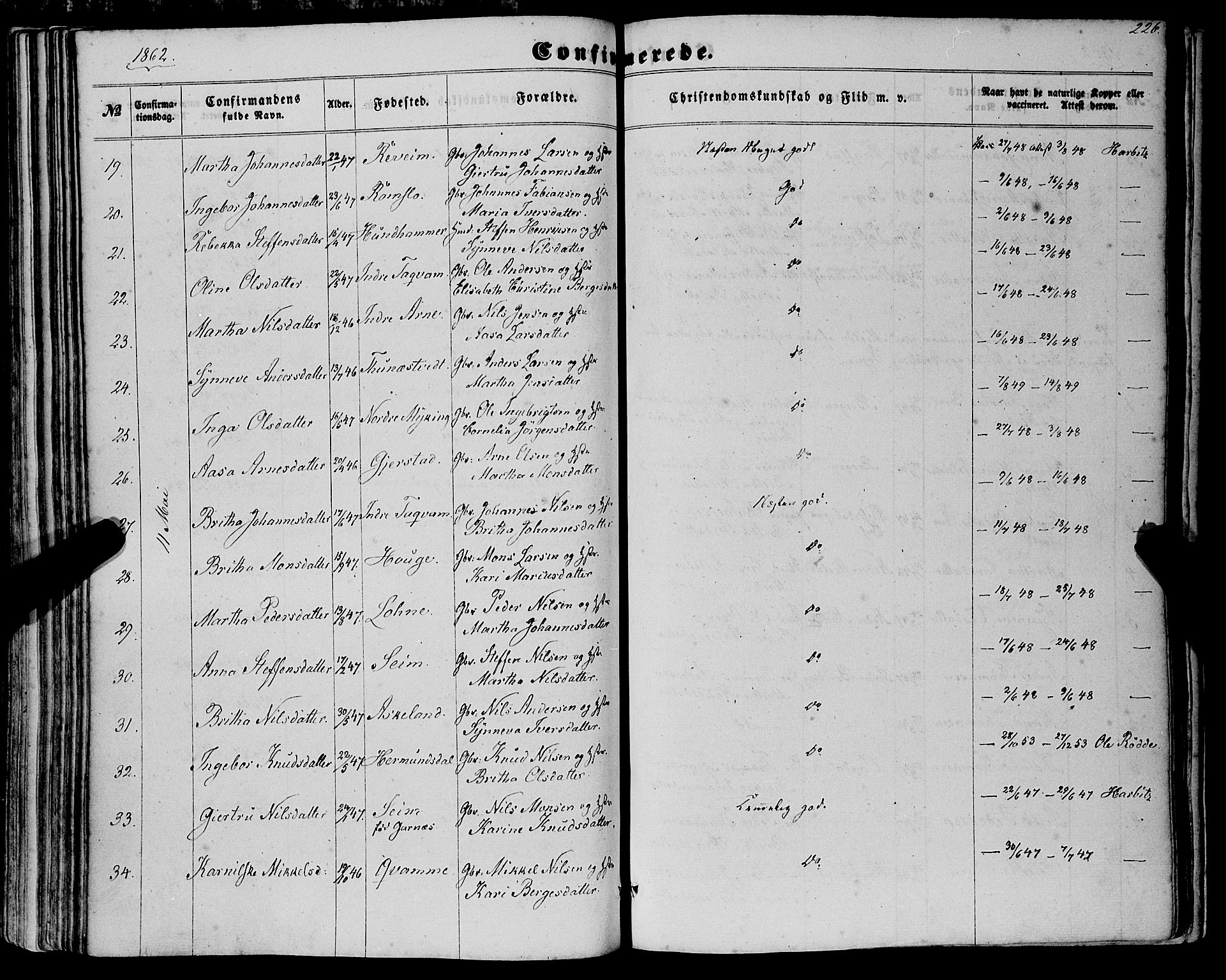 Haus sokneprestembete, AV/SAB-A-75601/H/Haa: Parish register (official) no. A 17, 1858-1870, p. 226