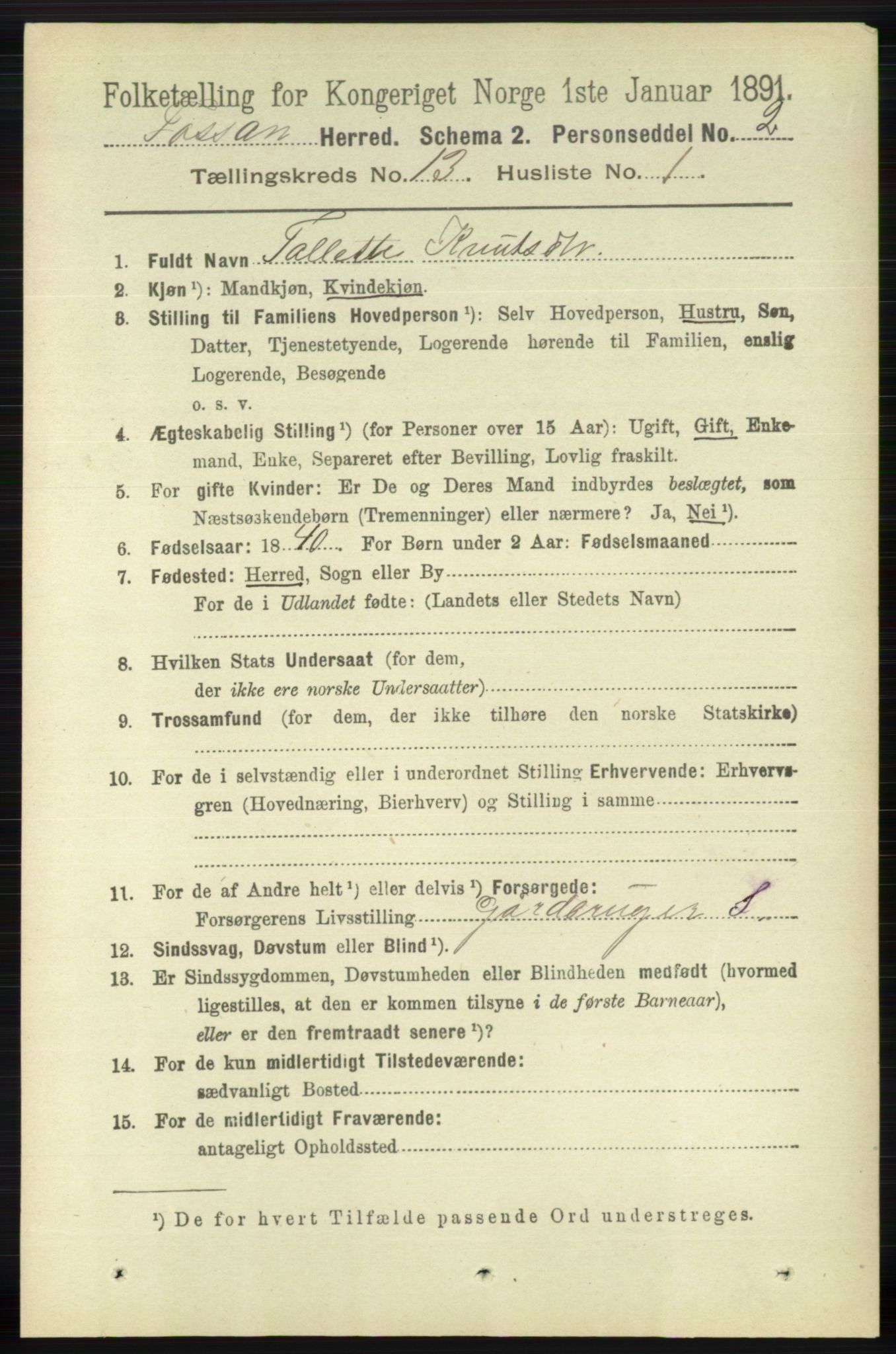 RA, 1891 census for 1129 Forsand, 1891, p. 2048