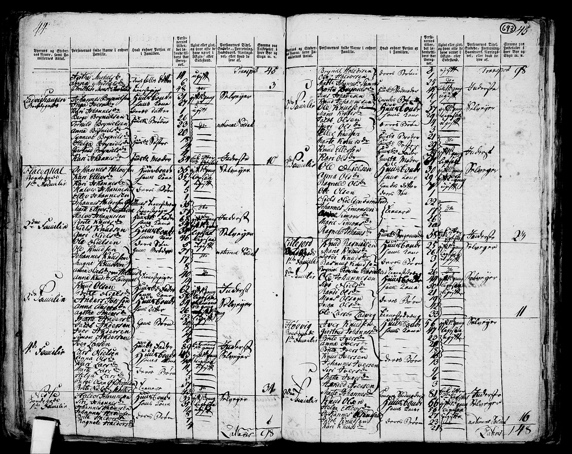 RA, 1801 census for 1253P Hosanger, 1801, p. 692b-693a