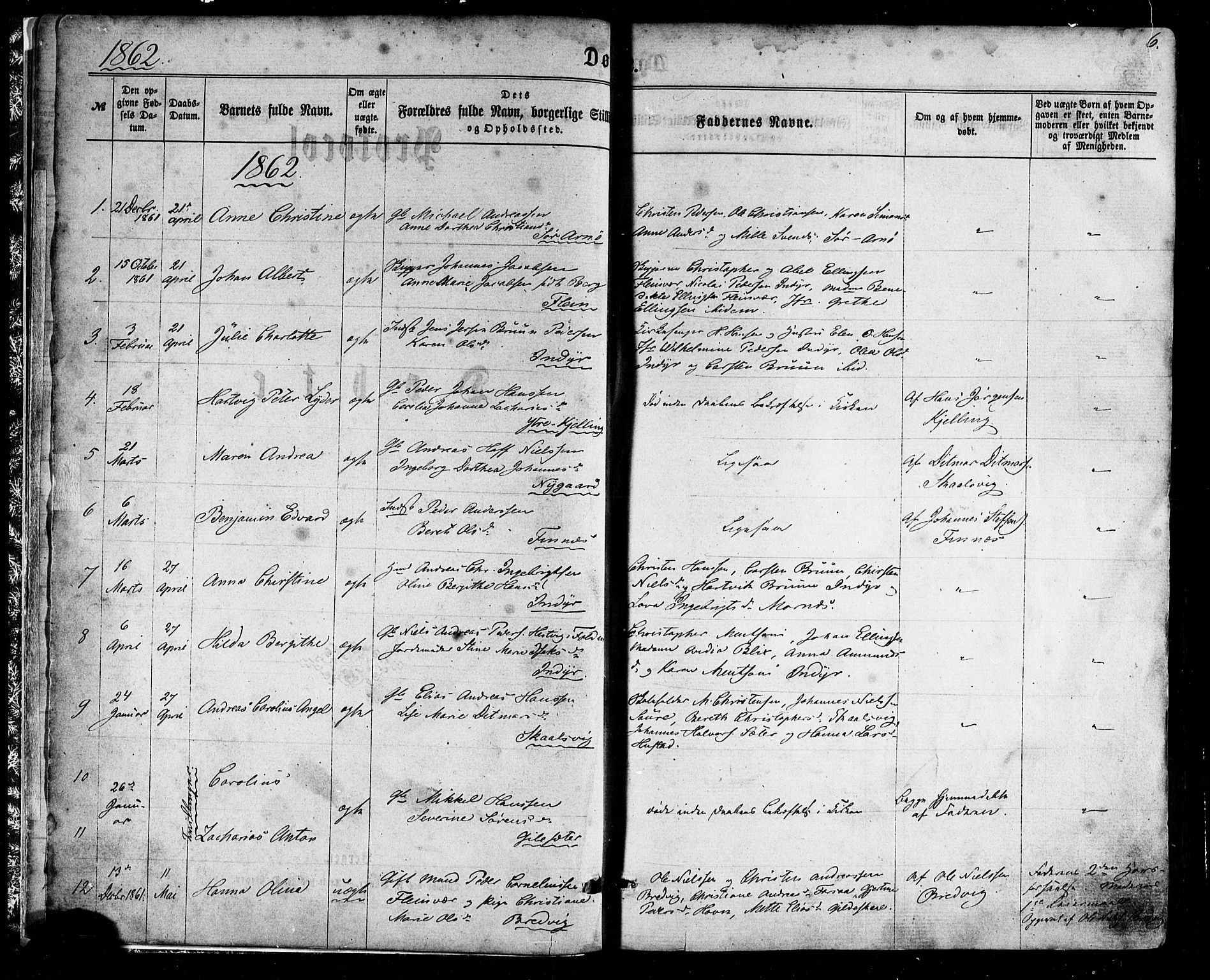 Ministerialprotokoller, klokkerbøker og fødselsregistre - Nordland, AV/SAT-A-1459/805/L0098: Parish register (official) no. 805A05, 1862-1879, p. 6