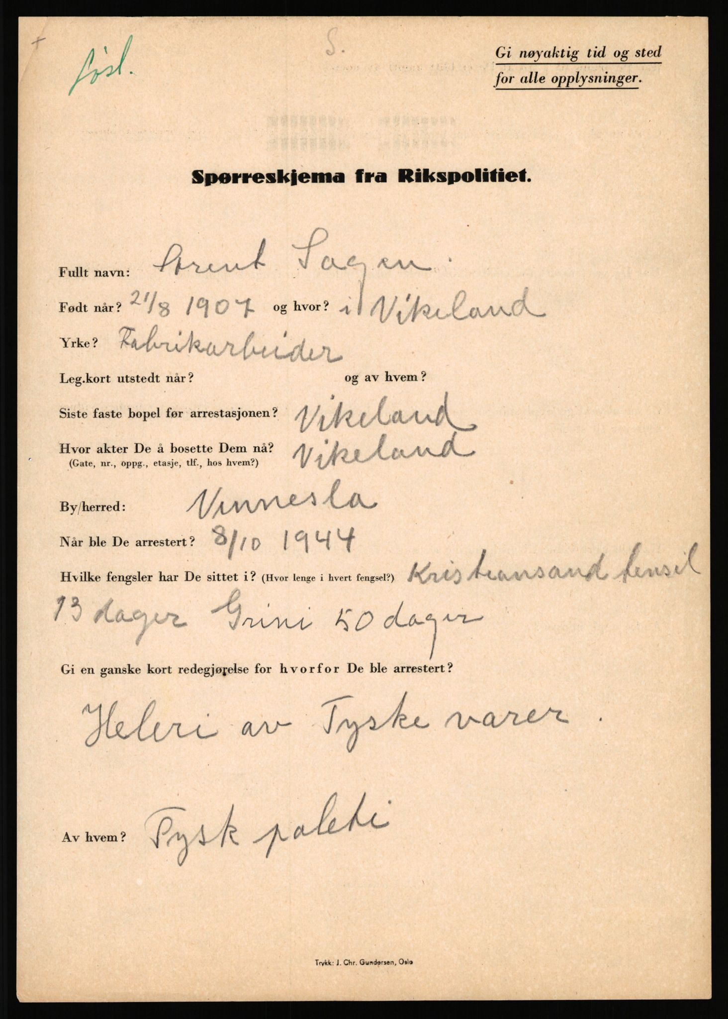 Rikspolitisjefen, AV/RA-S-1560/L/L0014: Pettersen, Aksel - Savosnick, Ernst, 1940-1945, p. 1078