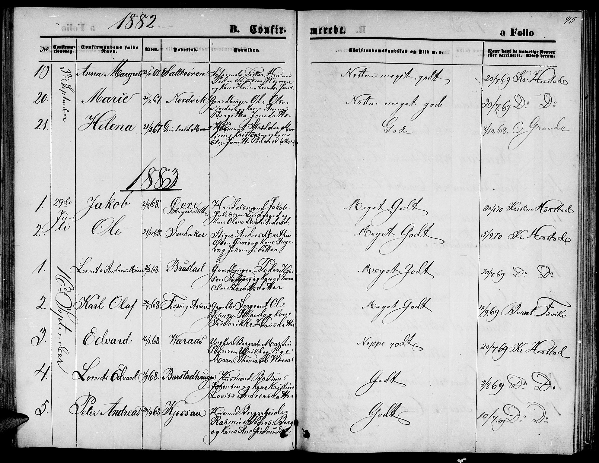 Ministerialprotokoller, klokkerbøker og fødselsregistre - Nord-Trøndelag, SAT/A-1458/722/L0225: Parish register (copy) no. 722C01, 1871-1888, p. 95