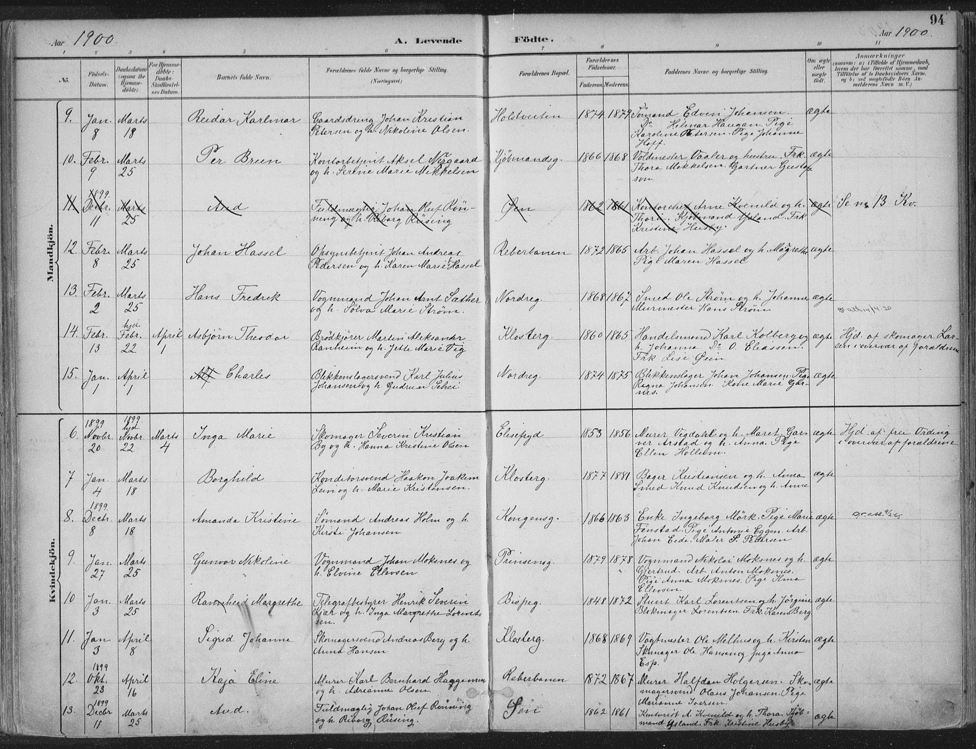 Ministerialprotokoller, klokkerbøker og fødselsregistre - Sør-Trøndelag, SAT/A-1456/601/L0062: Parish register (official) no. 601A30, 1891-1911, p. 94