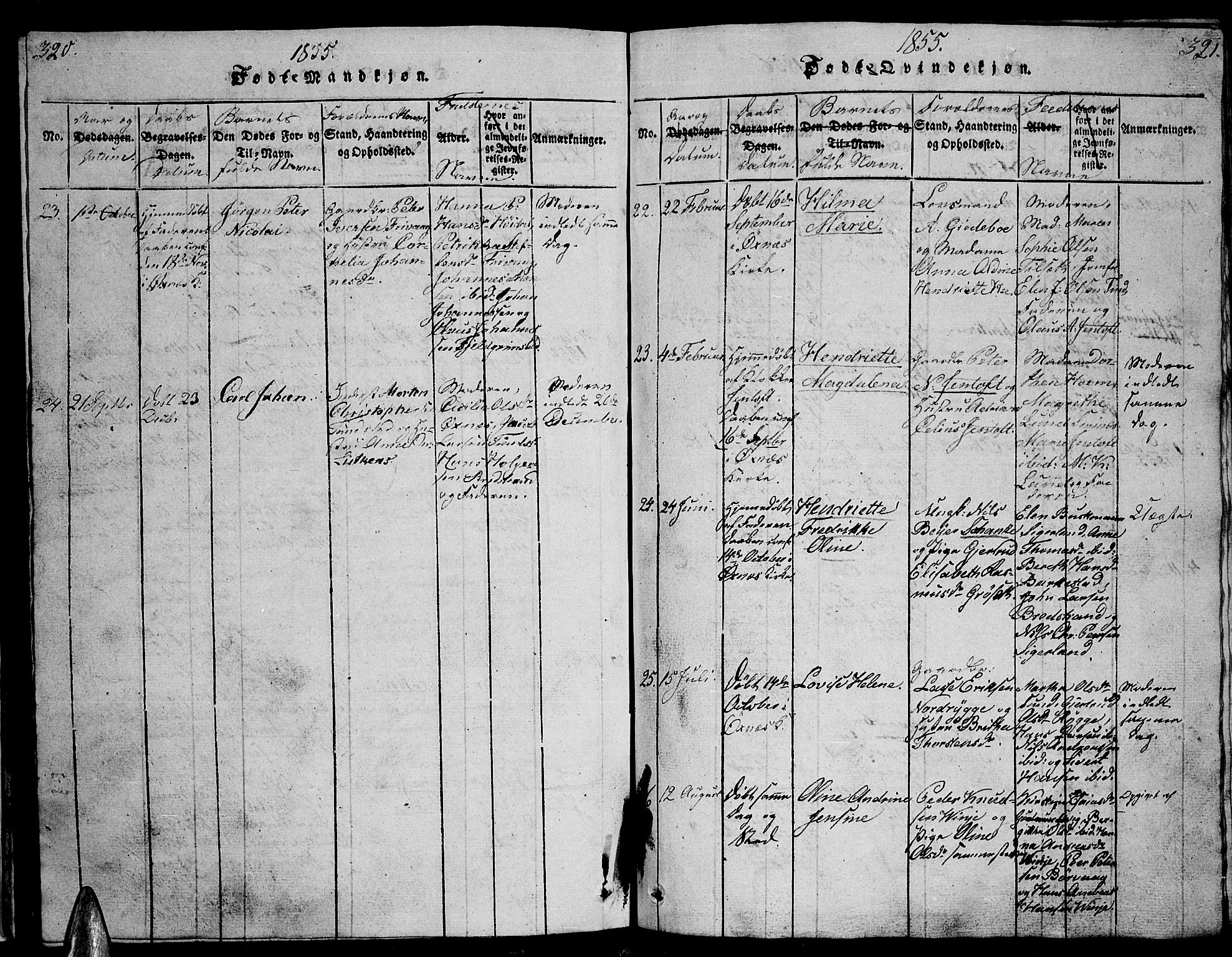 Ministerialprotokoller, klokkerbøker og fødselsregistre - Nordland, AV/SAT-A-1459/893/L1346: Parish register (copy) no. 893C01, 1820-1858, p. 320-321