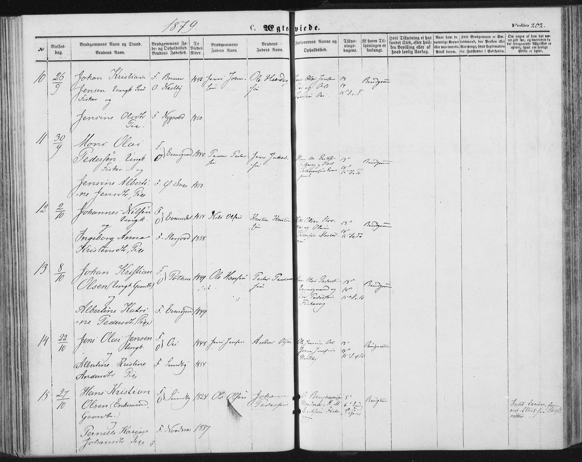 Ministerialprotokoller, klokkerbøker og fødselsregistre - Nordland, AV/SAT-A-1459/847/L0668: Parish register (official) no. 847A08, 1872-1886, p. 202