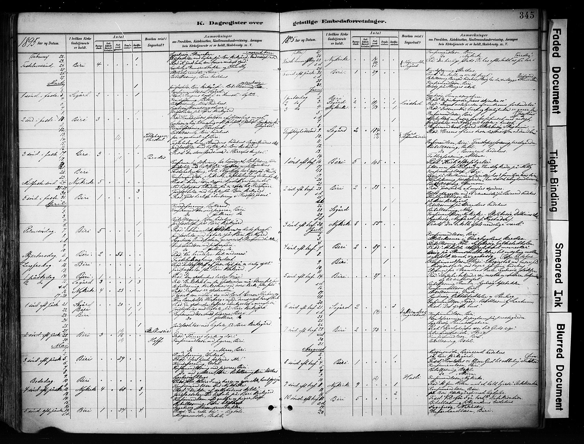 Biri prestekontor, AV/SAH-PREST-096/H/Ha/Haa/L0009: Parish register (official) no. 9, 1887-1900, p. 345