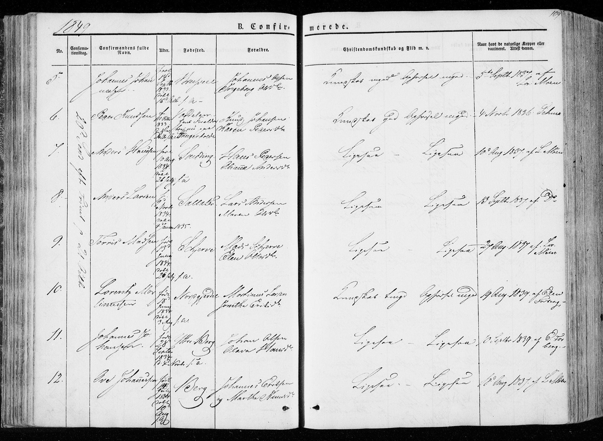 Ministerialprotokoller, klokkerbøker og fødselsregistre - Nord-Trøndelag, SAT/A-1458/722/L0218: Parish register (official) no. 722A05, 1843-1868, p. 107