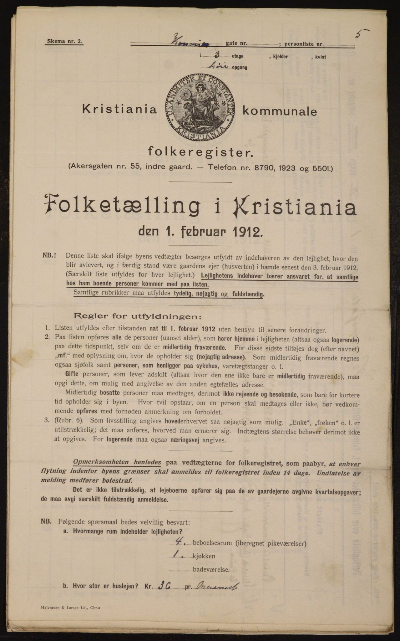 OBA, Municipal Census 1912 for Kristiania, 1912, p. 53272