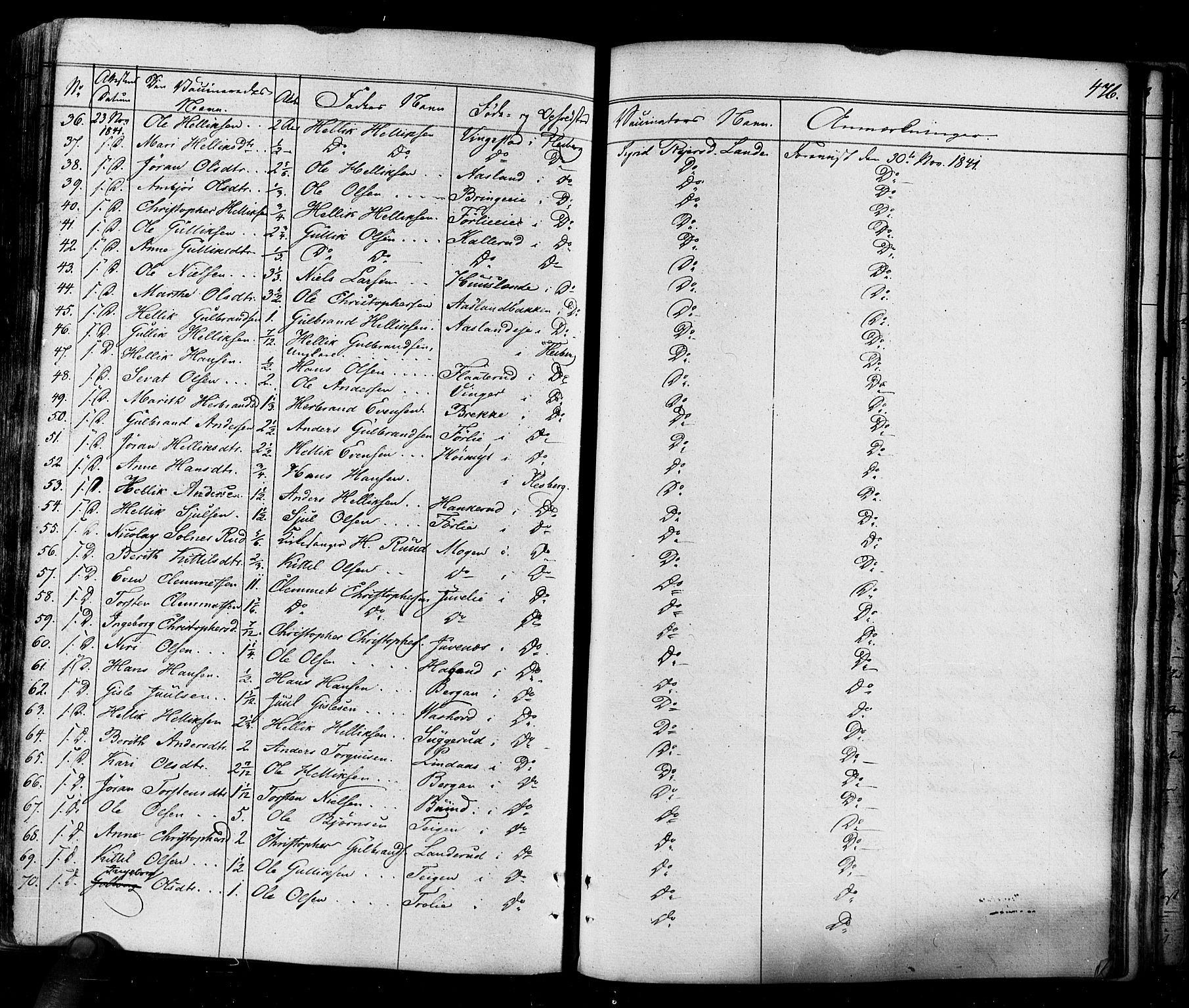 Flesberg kirkebøker, SAKO/A-18/F/Fa/L0006: Parish register (official) no. I 6, 1834-1860, p. 476
