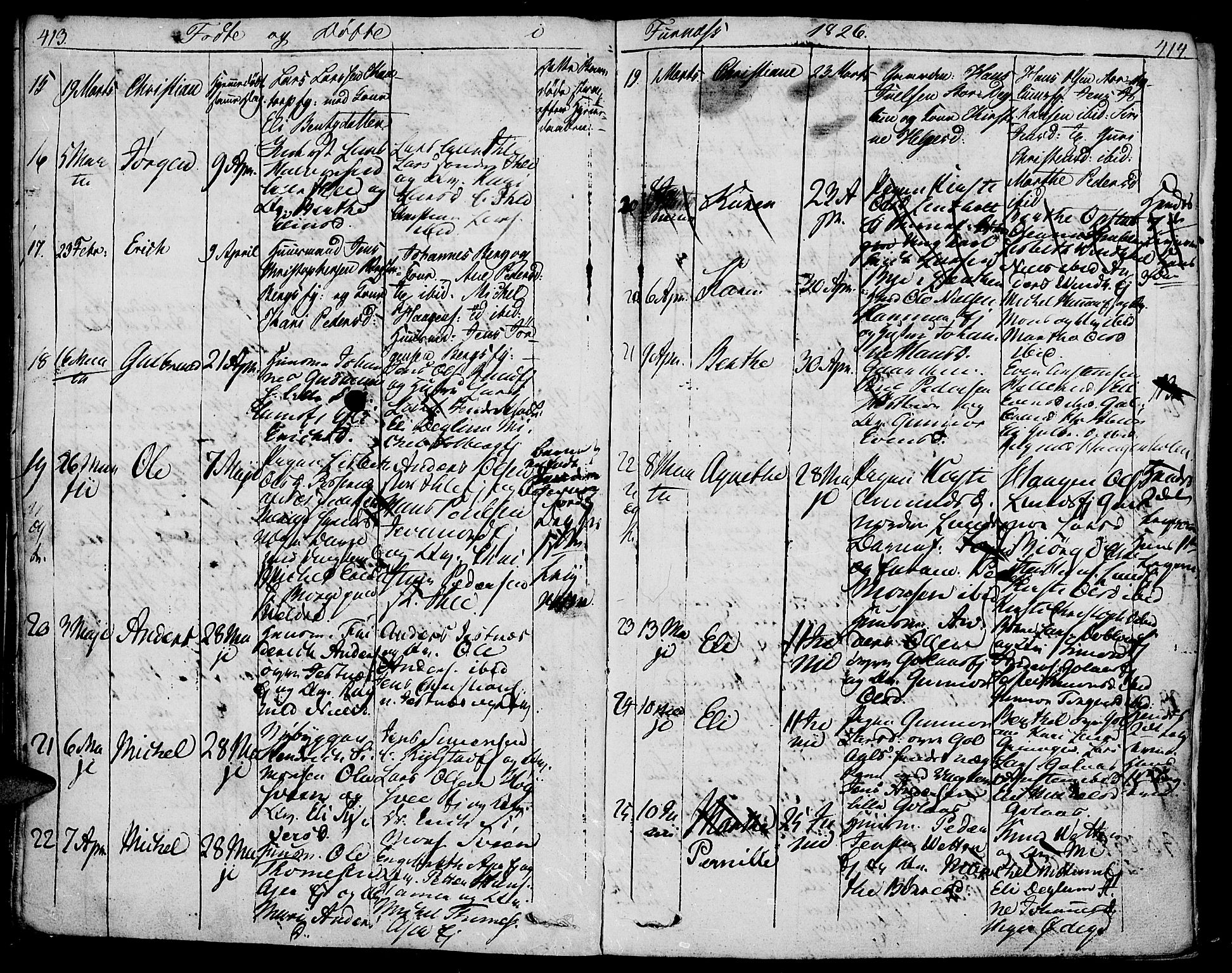 Vang prestekontor, Hedmark, AV/SAH-PREST-008/H/Ha/Haa/L0006: Parish register (official) no. 6 /2, 1810-1827, p. 413-414